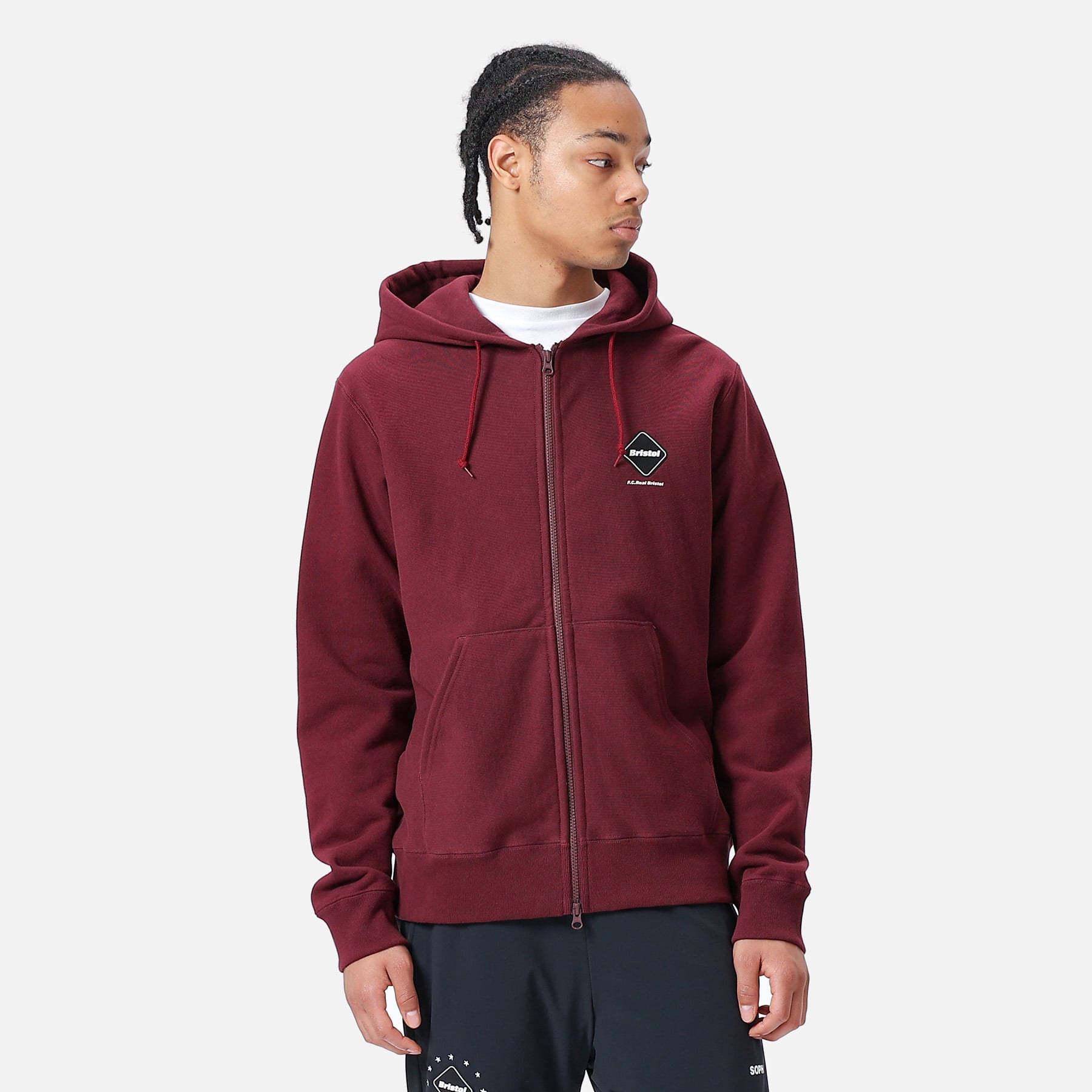 SOPH. | HOOD LOGO ZIP UP TEAM SWEAT HOODIE(S BORDEAUX):