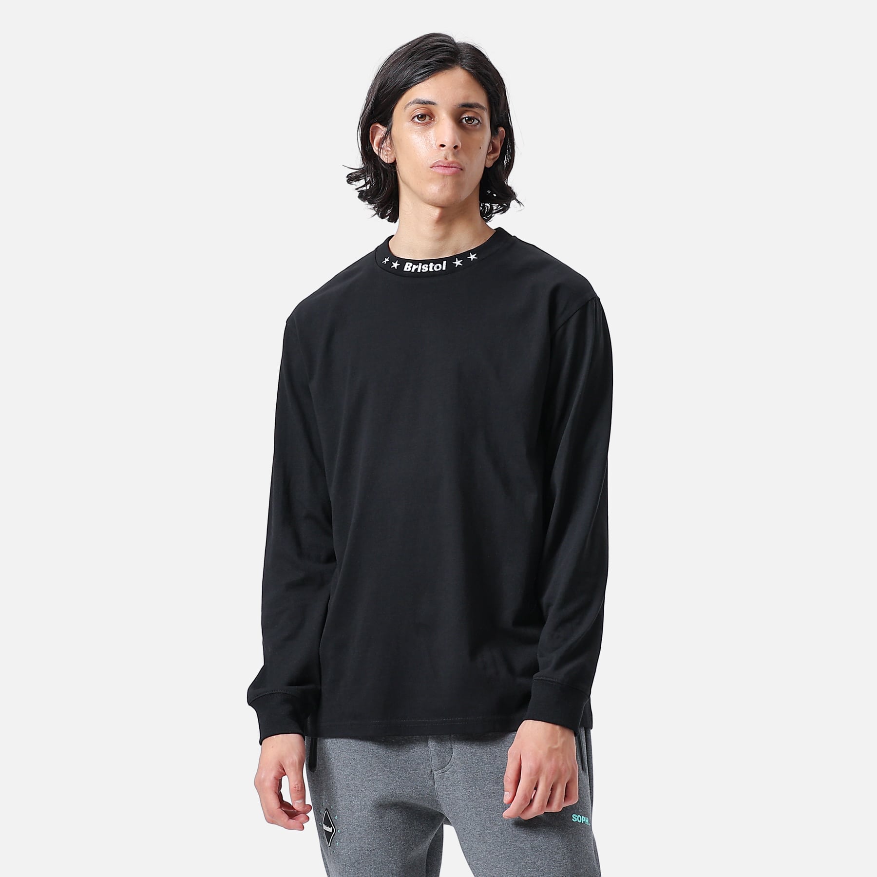 SOPH. | L/S RIBBED EMBROIDERED TEE(L BLACK):