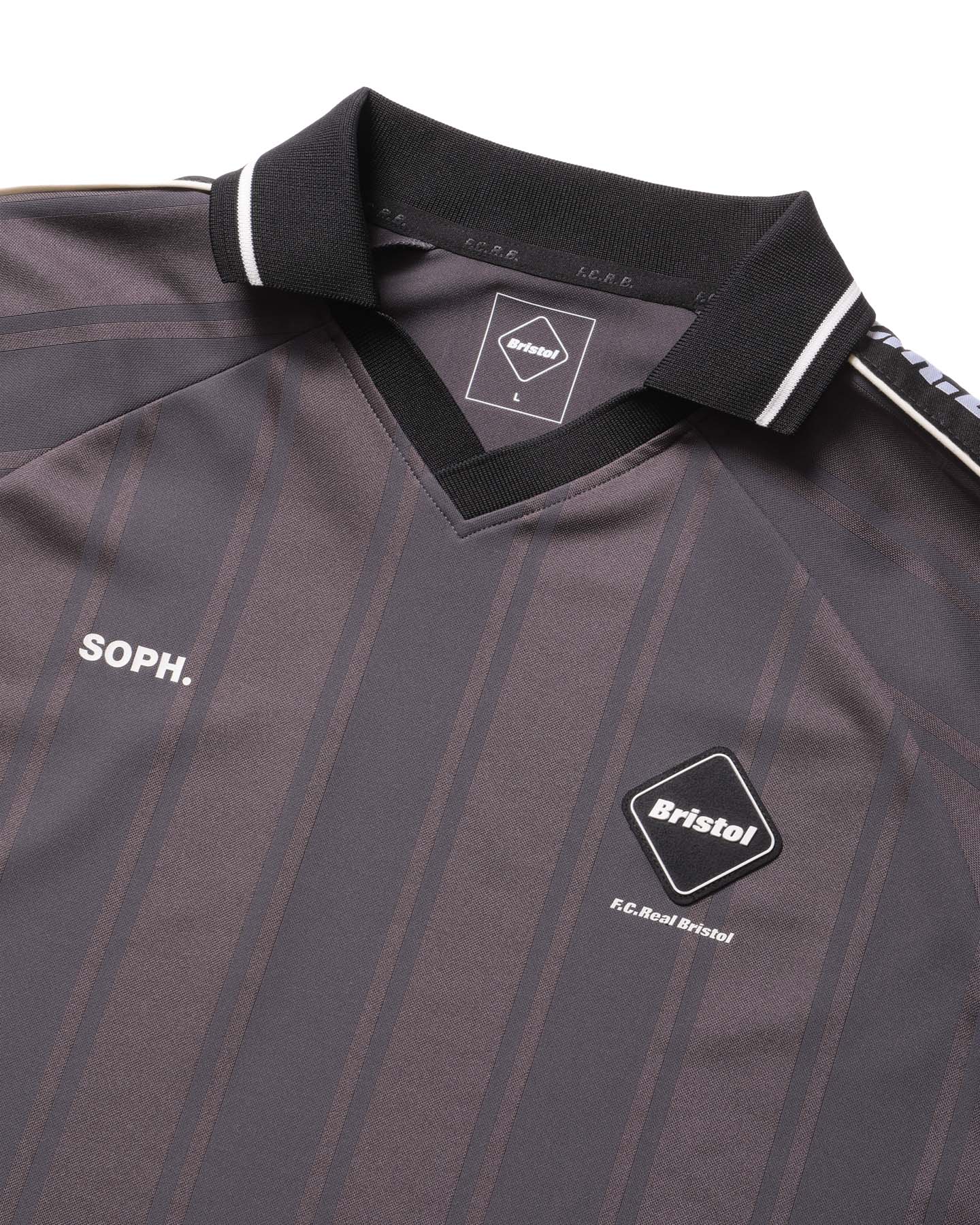 SOPH. | SHADOW WEAVE STRIPE L/S TOP(XL CHARCOAL GRAY):
