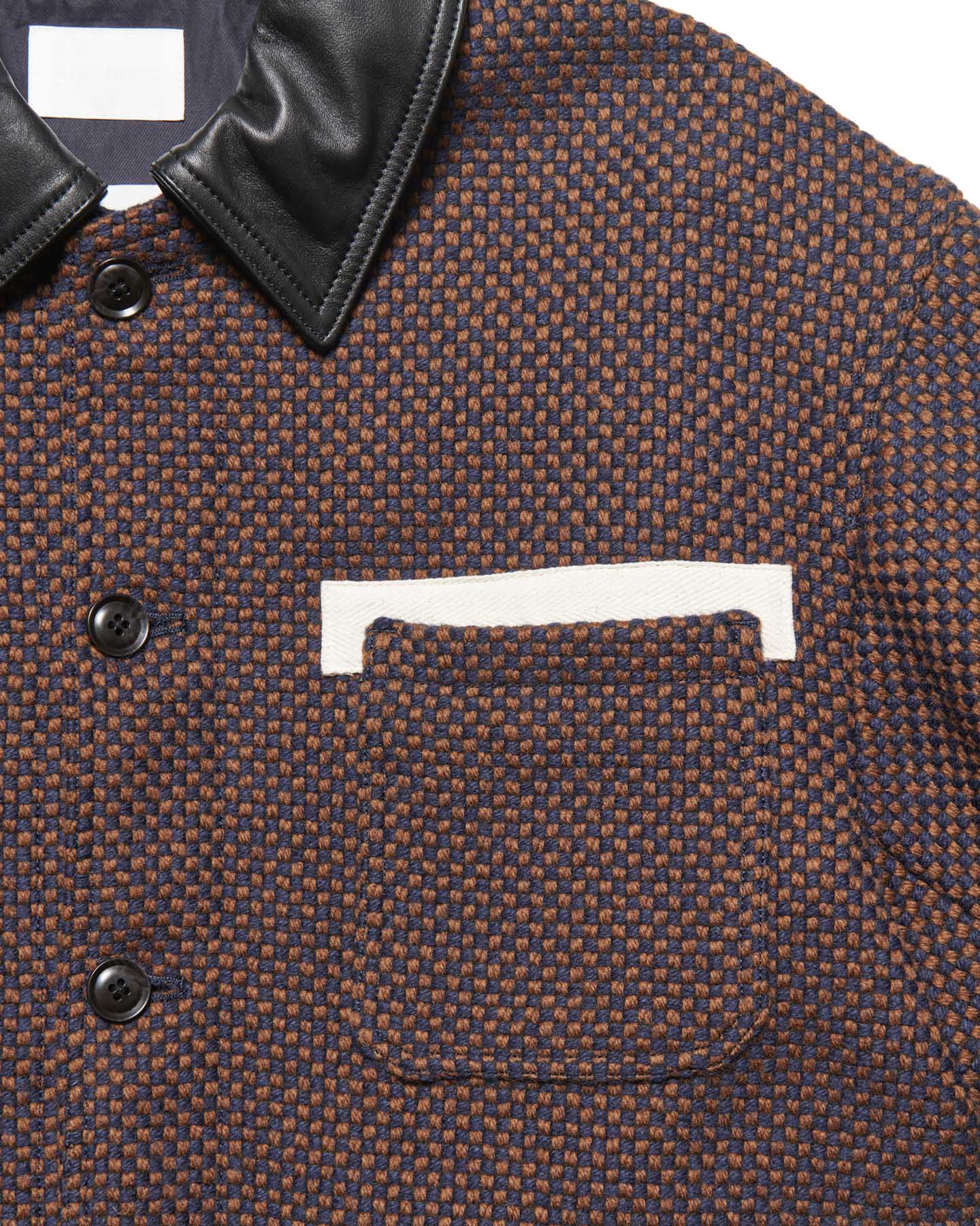 SOPH. | LEATHER COLLAR COVERALL / Kvadrat Sisu(2 (M) NAVY):