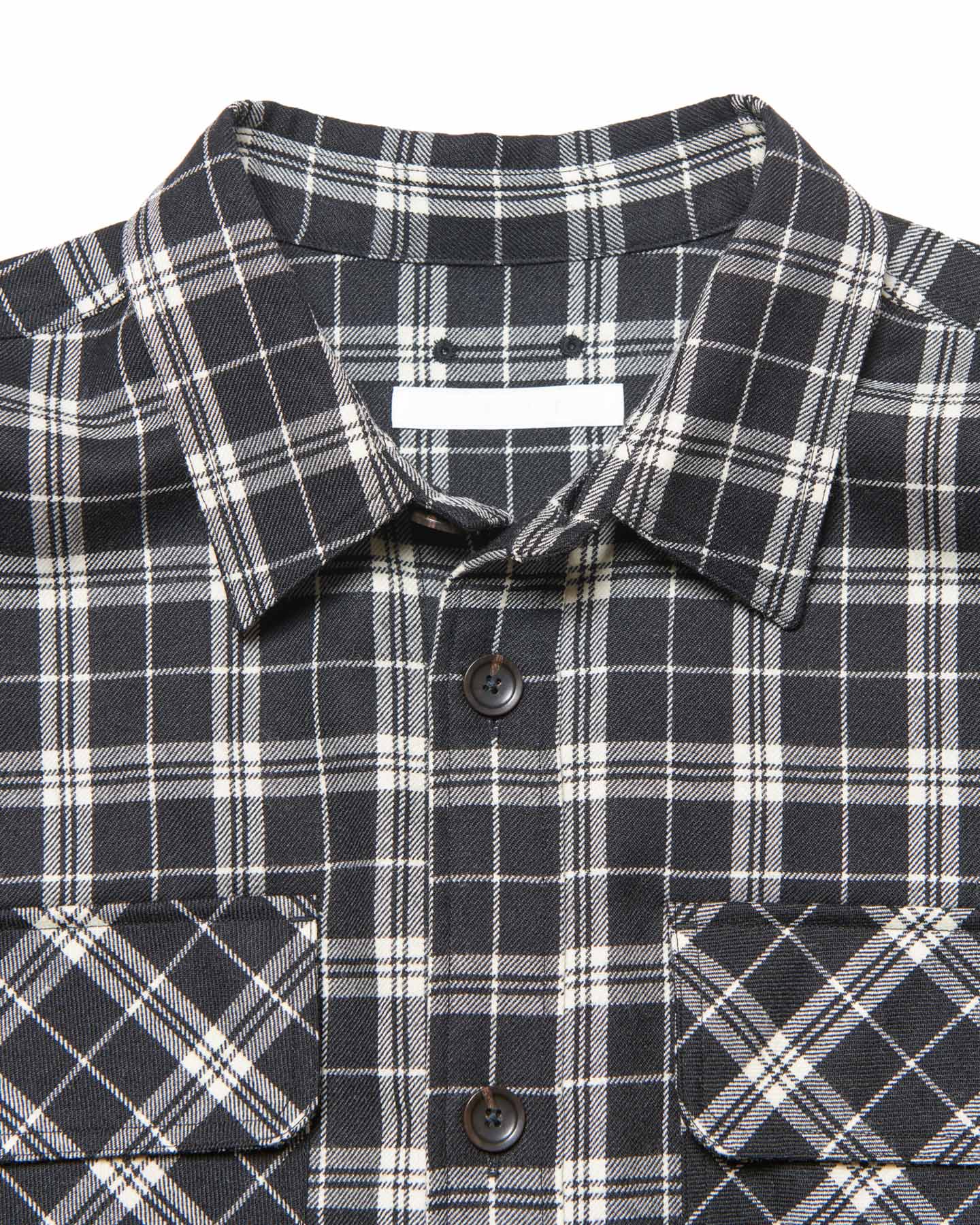 SOPH. | SAXONY WOOL CHECK LOGO PATCH SHIRT(1 (S) A(BLACK CHECK)):
