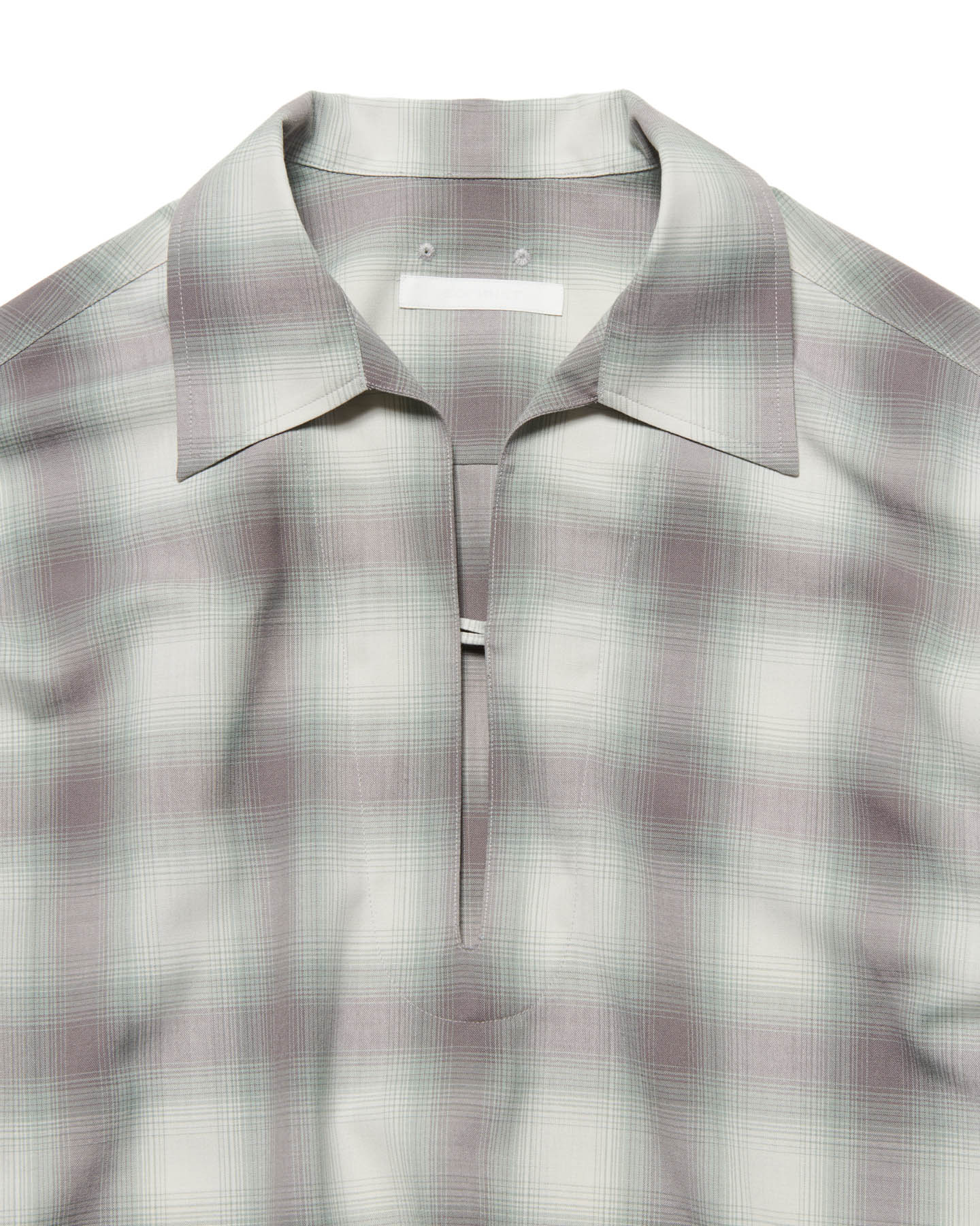 SOPH. | HIGH-TWIST OMBRE CHECK SKIPPER SHIRT(4 (XL) GRAY):