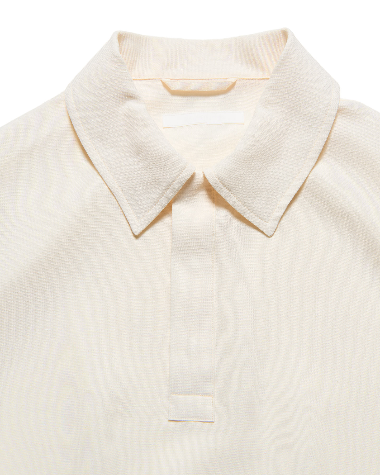 SOPH. | LINEN MESH L/S POLO(5 (XXL) OFF WHITE):