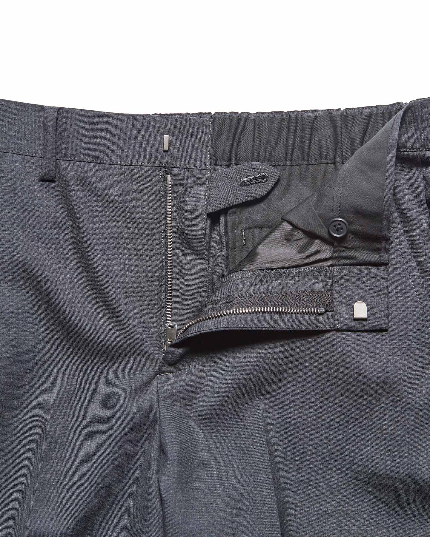 SOPH. | WOOL TROPICAL SHIRRING SLIM-FIT SLACKS(2 (M) CHARCOAL GRAY):