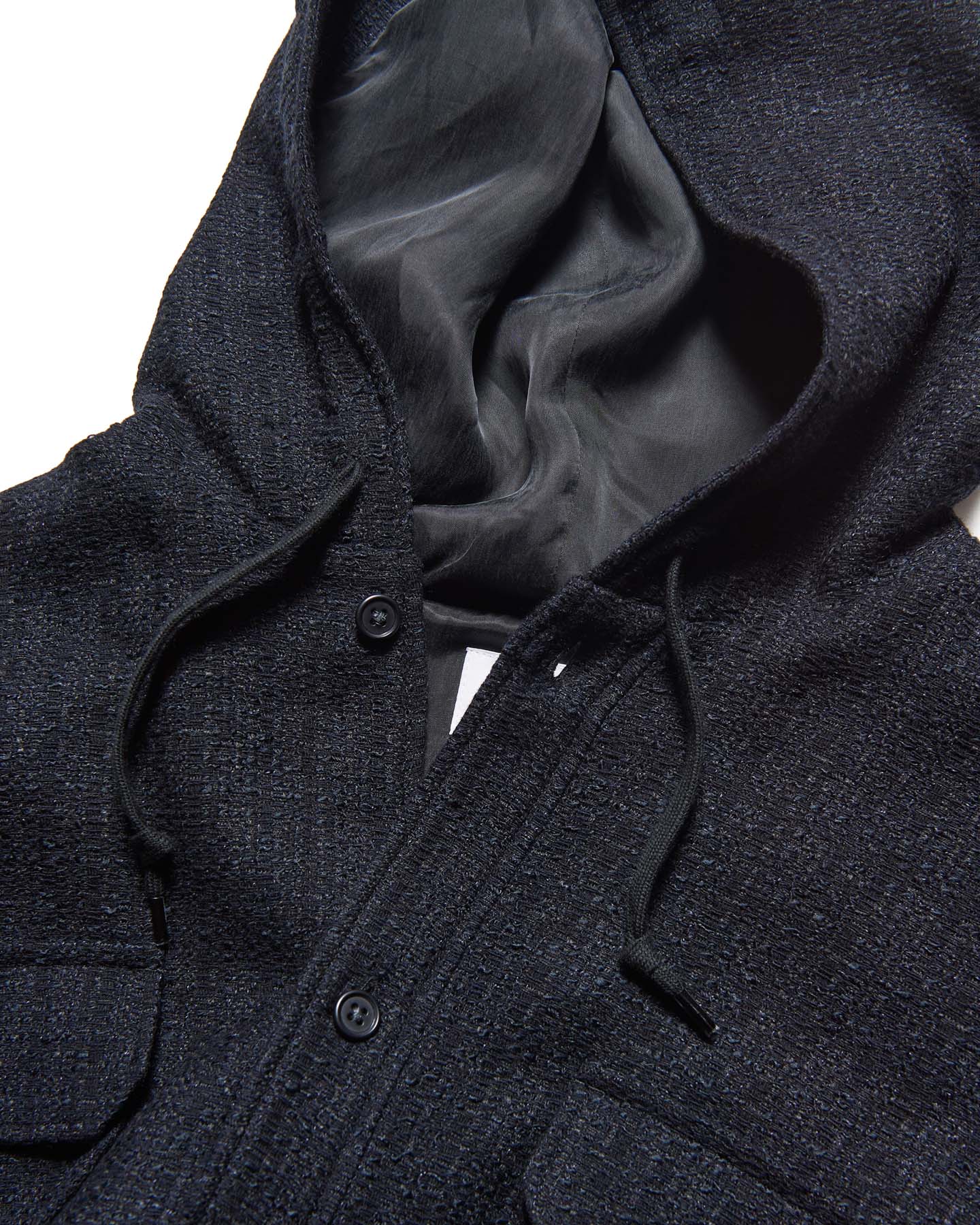 SOPH. | FANCY TWEED HOODED SHIRT(3 (L) A (BLACK / NAVY)):