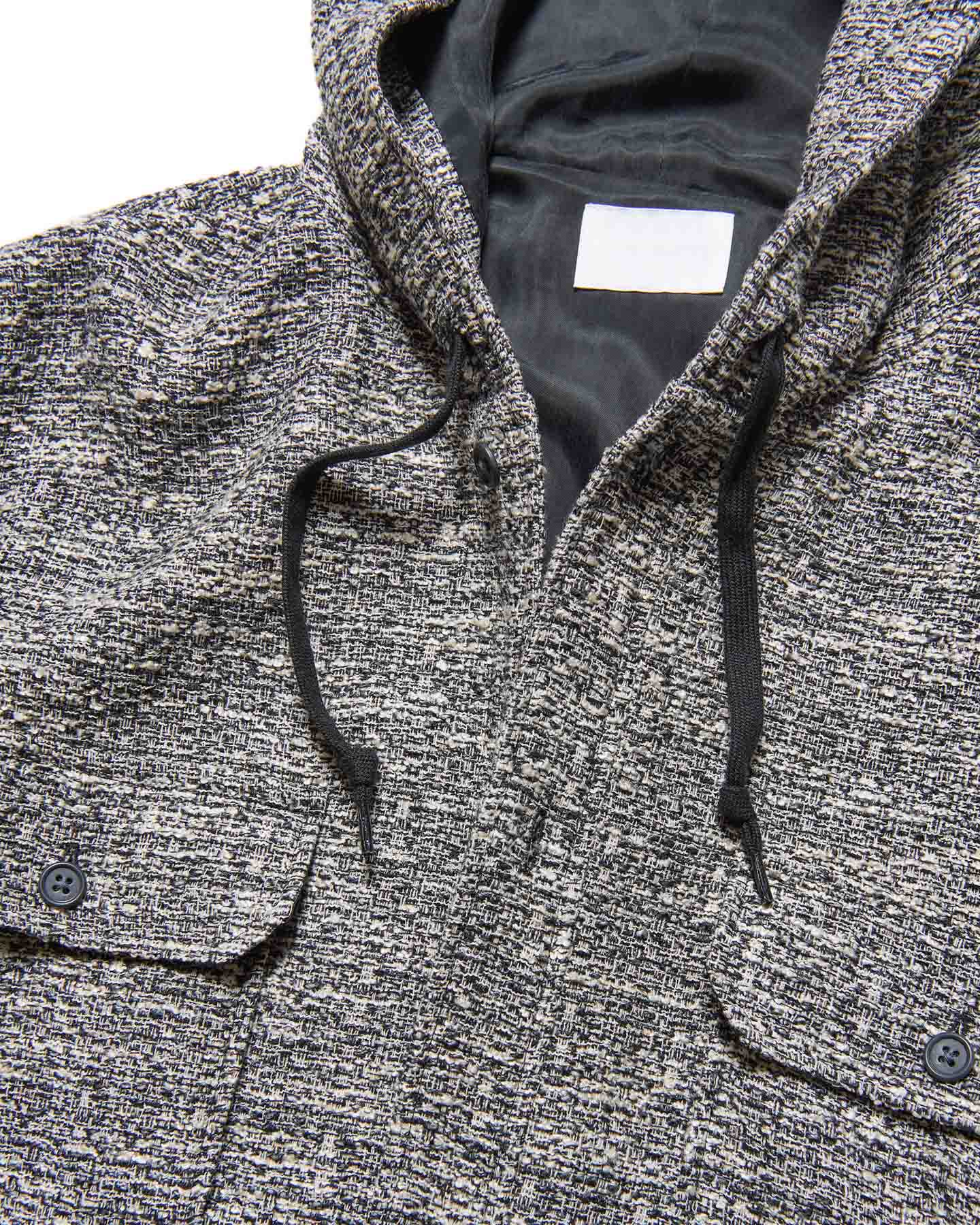 SOPH. | FANCY TWEED HOODED SHIRT(2 (M) B (BLACK / WHITE)):