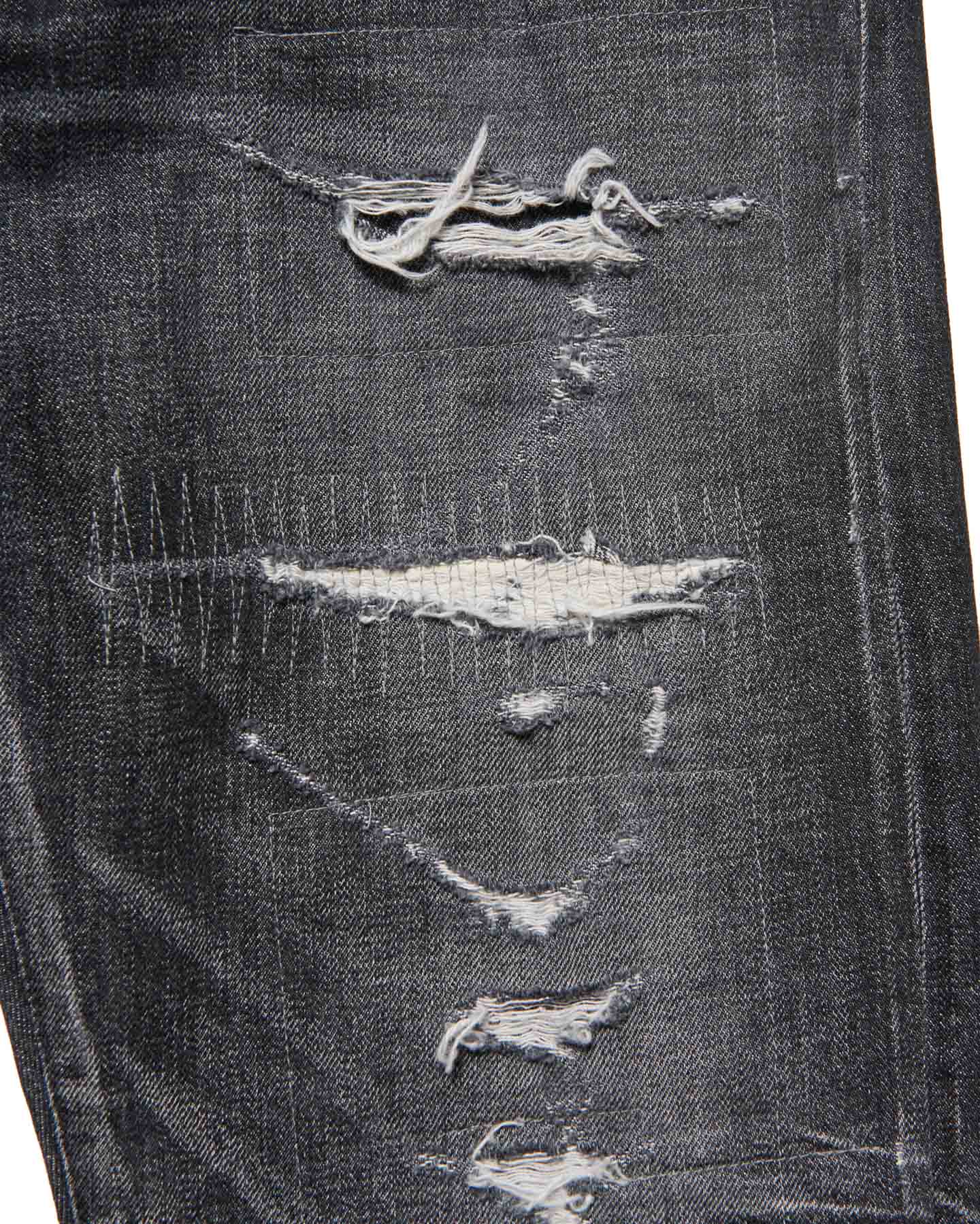 SOPH. | DAMAGED DENIM TAPERED-FIT JEANS(2 (M) BLACK):