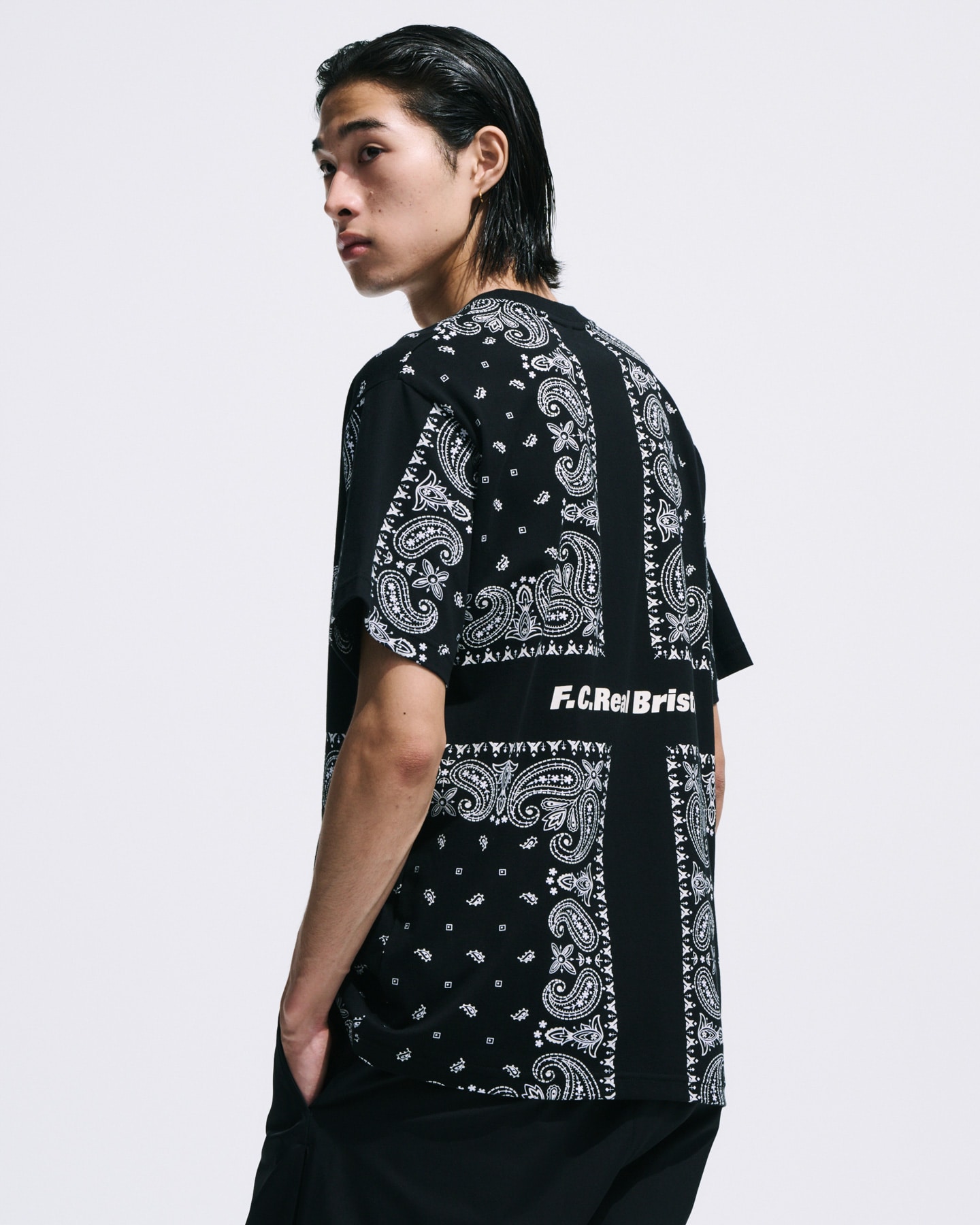 定価約2万円・新品【F.C.R.B./SOPH.】バンダナ柄 半袖ポロシャツ SOPH. | BANDANA NYLON PISTE(M BLACK):