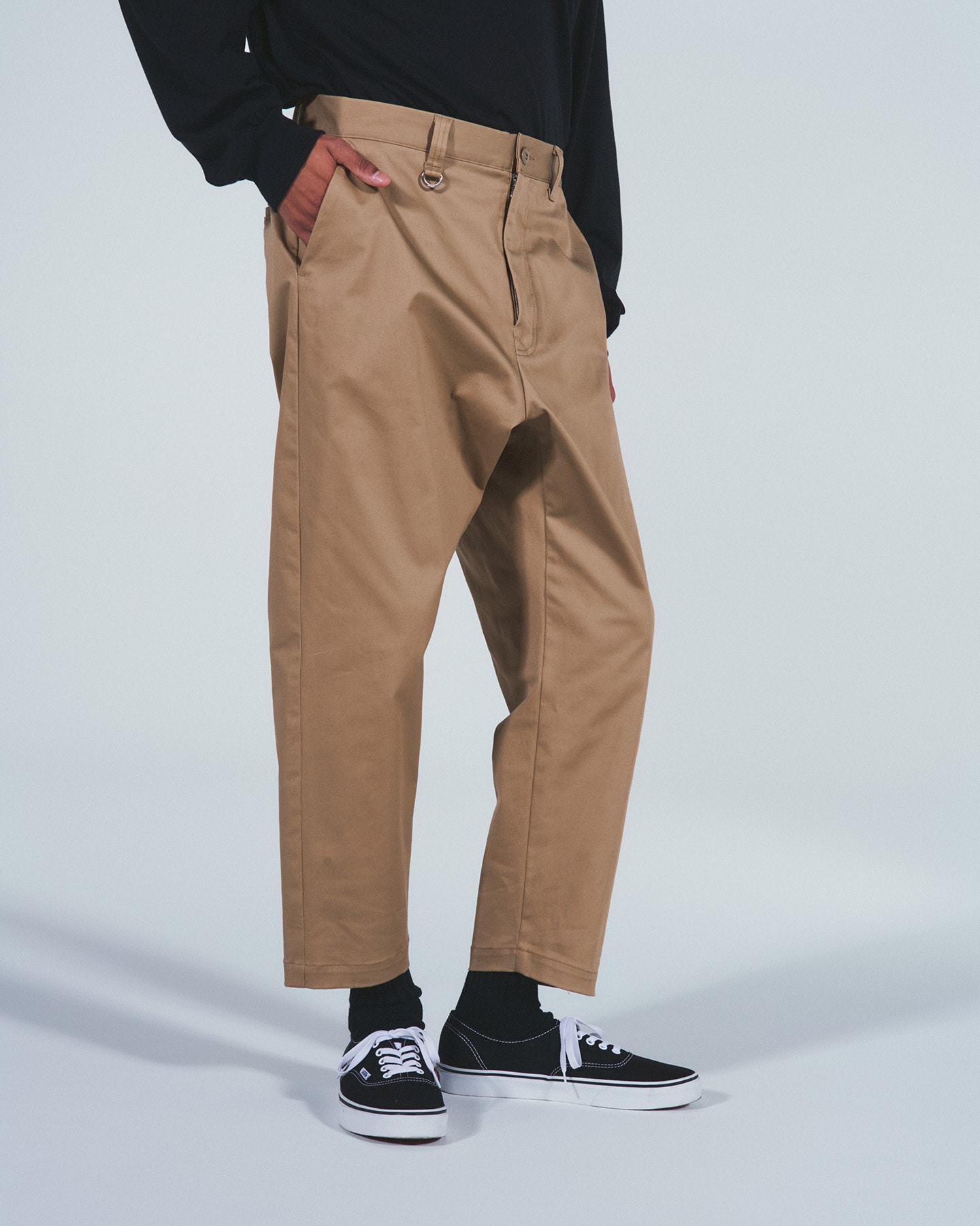 SOPH. | STRETCH CHINO WIDE CROPPED PANTS(M BLACK):