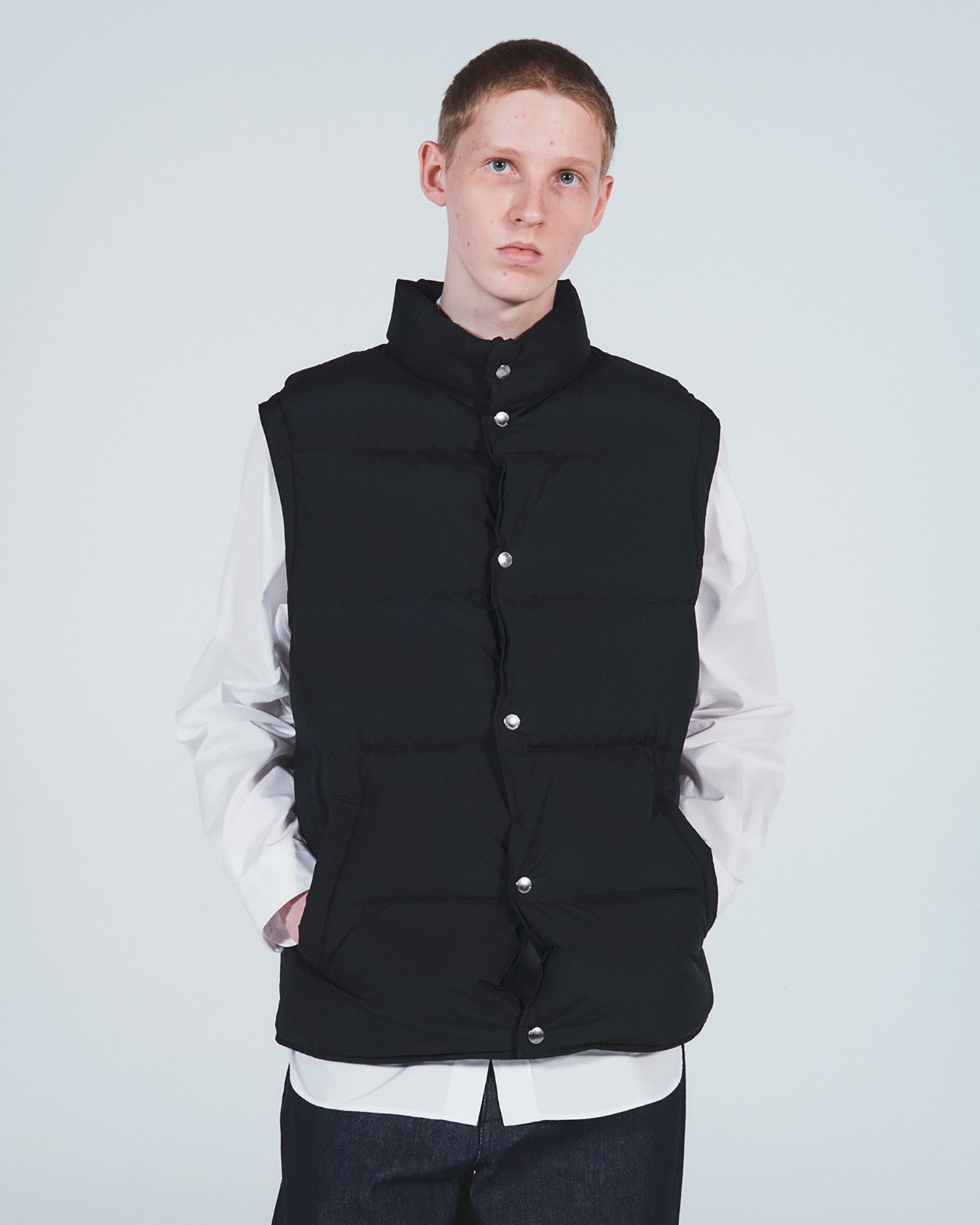 SOPH. | LIGHT WEIGHT STRETCH RIP STOP DOWN VEST(M BLACK):