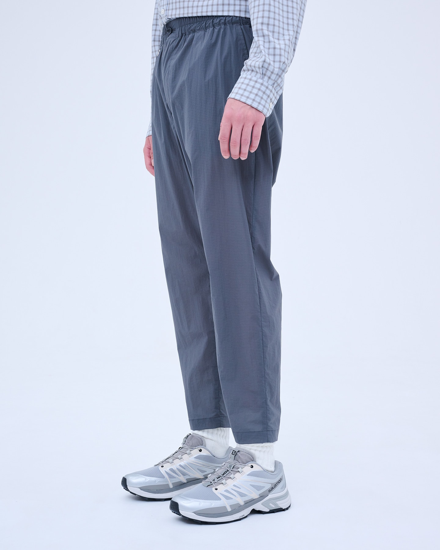 SOPH. | LIGHT WEIGHT STRETCH RIP STOP TAPERED EASY PANTS(M BLACK):