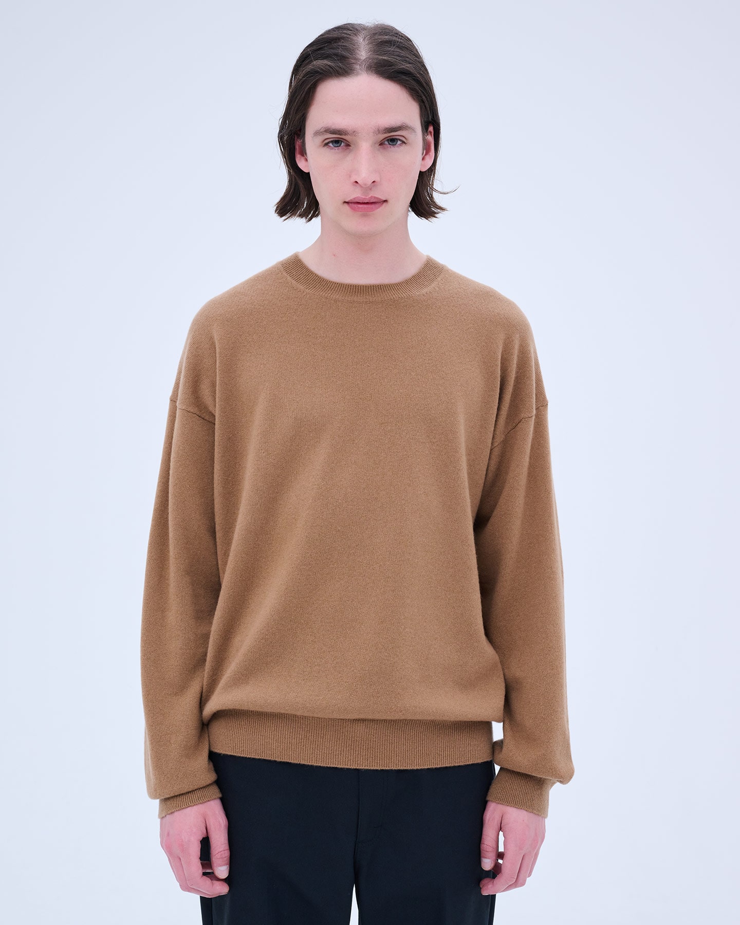 SOPH. | CASHMERE HIGH GAUGE CREWNECK KNIT(M CAMEL):