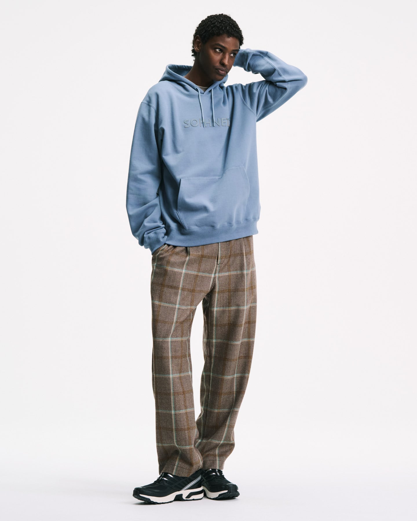 SOPH. | SAXONY WOOL CHECK RELAX-FIT TUCK SLACKS(3 (L) B(BROWN CHECK)):