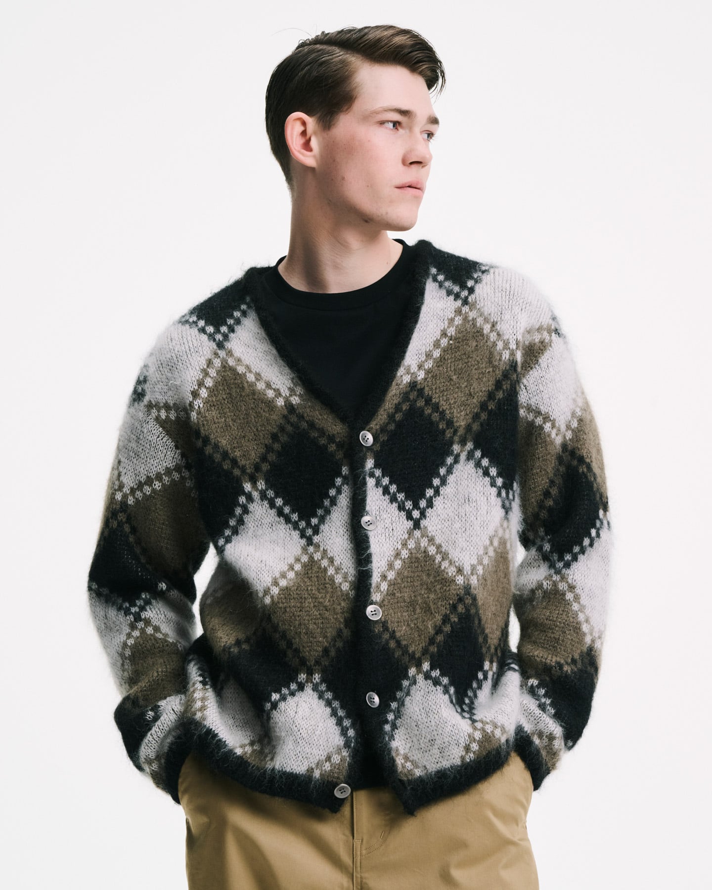 SOPH. | MOHAIR ARGYLE CARDIGAN(2 (M) KHAKI):