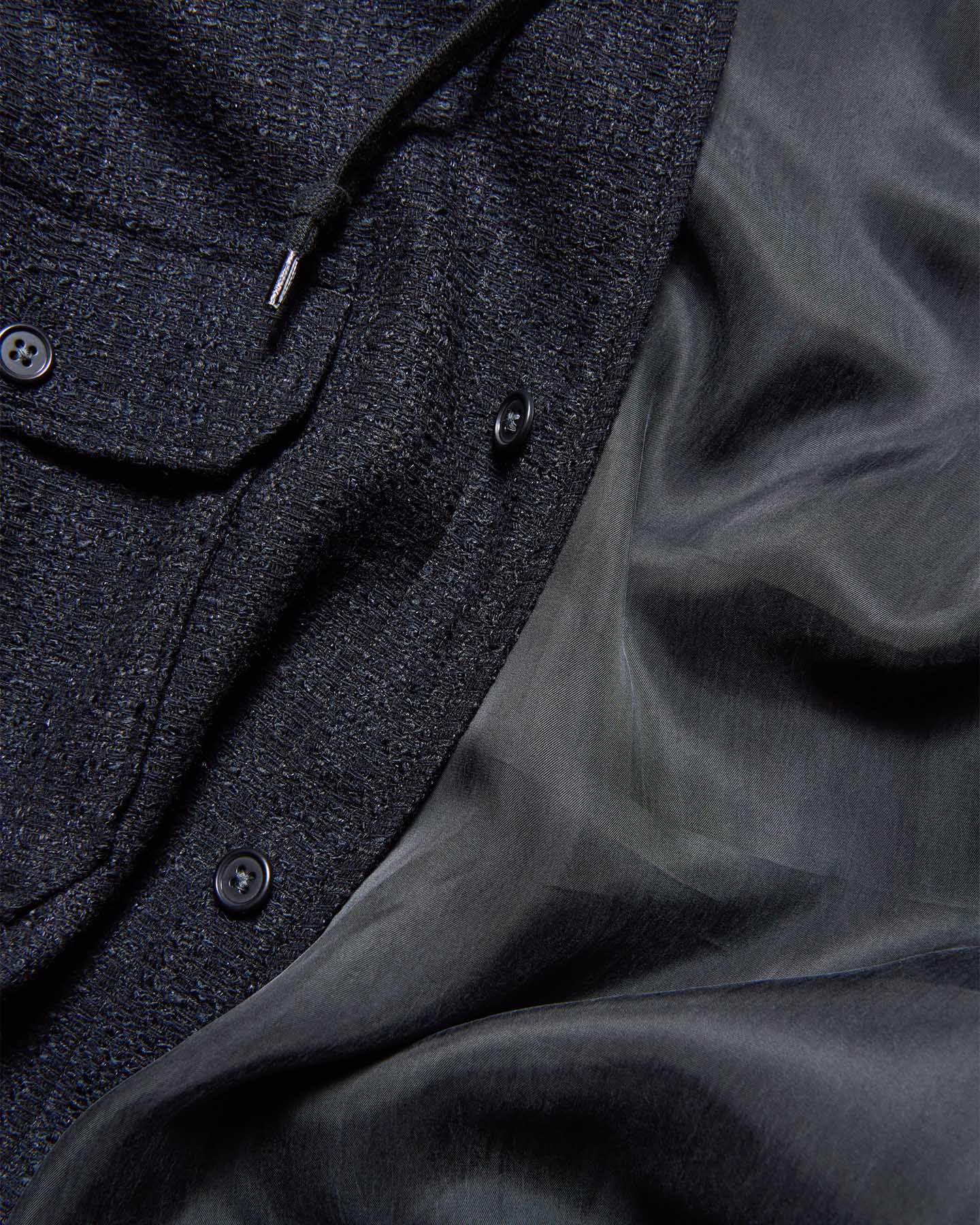 SOPH. | FANCY TWEED HOODED SHIRT(3 (L) A (BLACK / NAVY)):