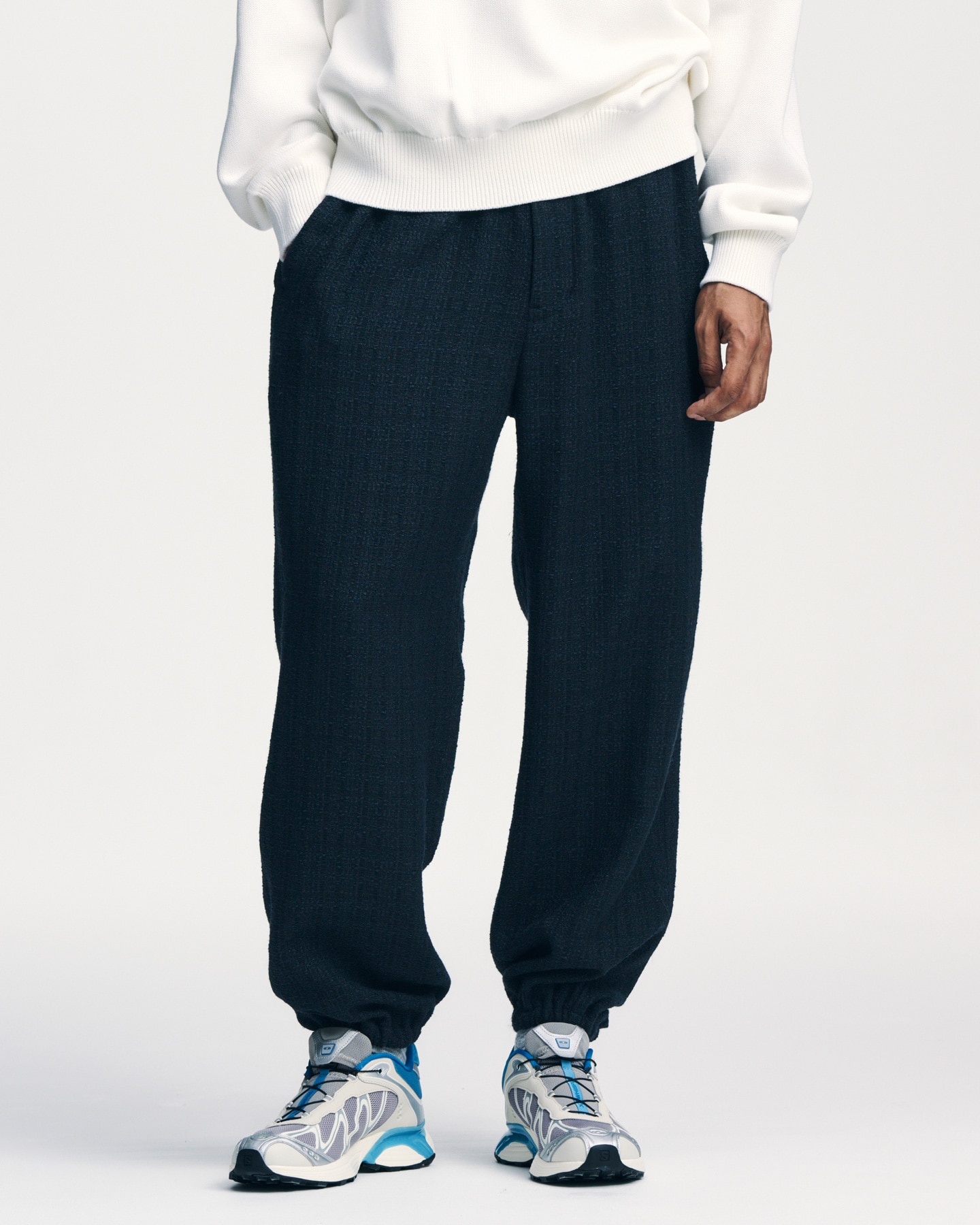 SOPH. | FANCY TWEED LOOSE-FIT JOGGER PANTS(2 (M) A (BLACK / NAVY)):