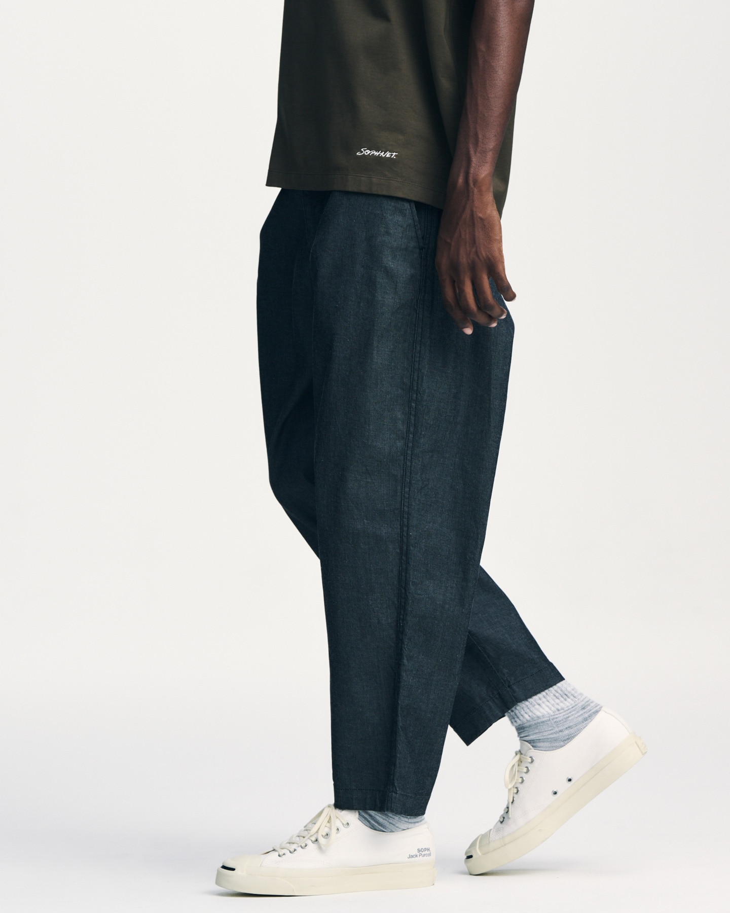SOPH. | STRETCH DENIM TAPERED CROPPED PANTS(2 (M) BLACK):