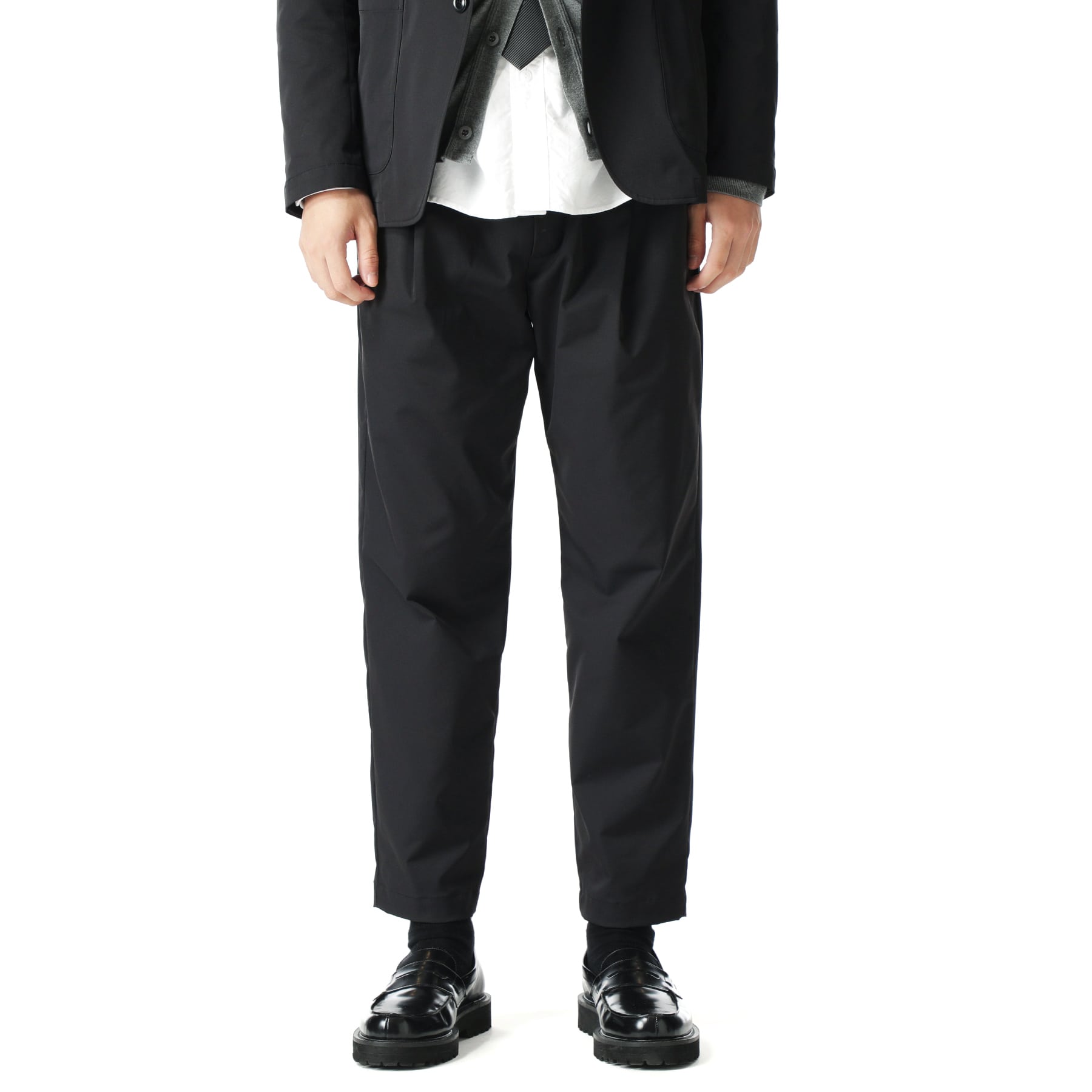 SOPH. | SOLOTEX STRETCH TWILL 1TUCK WIDE TAPERED EASY PANTS(2 BLACK):