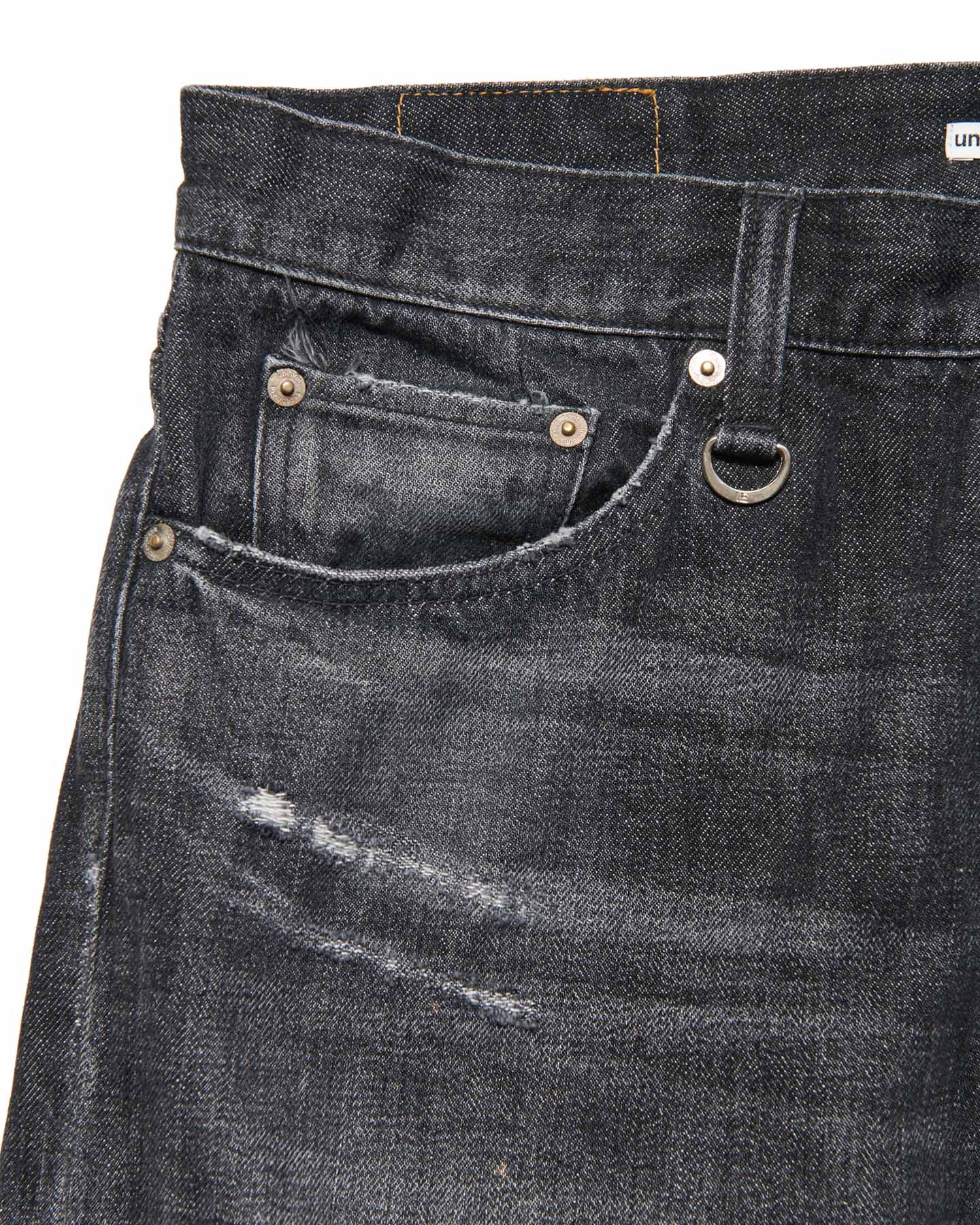SOPH. | DAMAGED DENIM TAPERED-FIT JEANS(2 (M) BLACK):