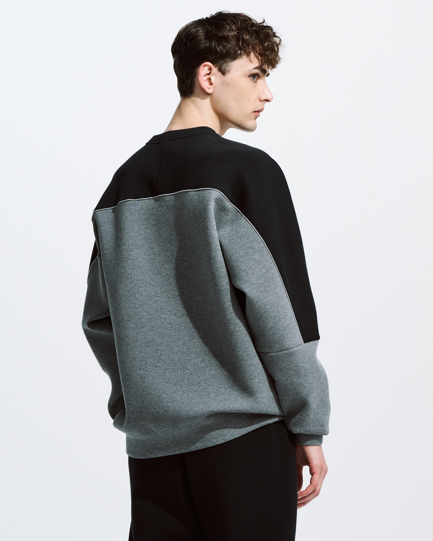 SOPH. | TECH SWEAT OVERSIZED CREWNECK TOP(M B (GRAY ZEBRA)):