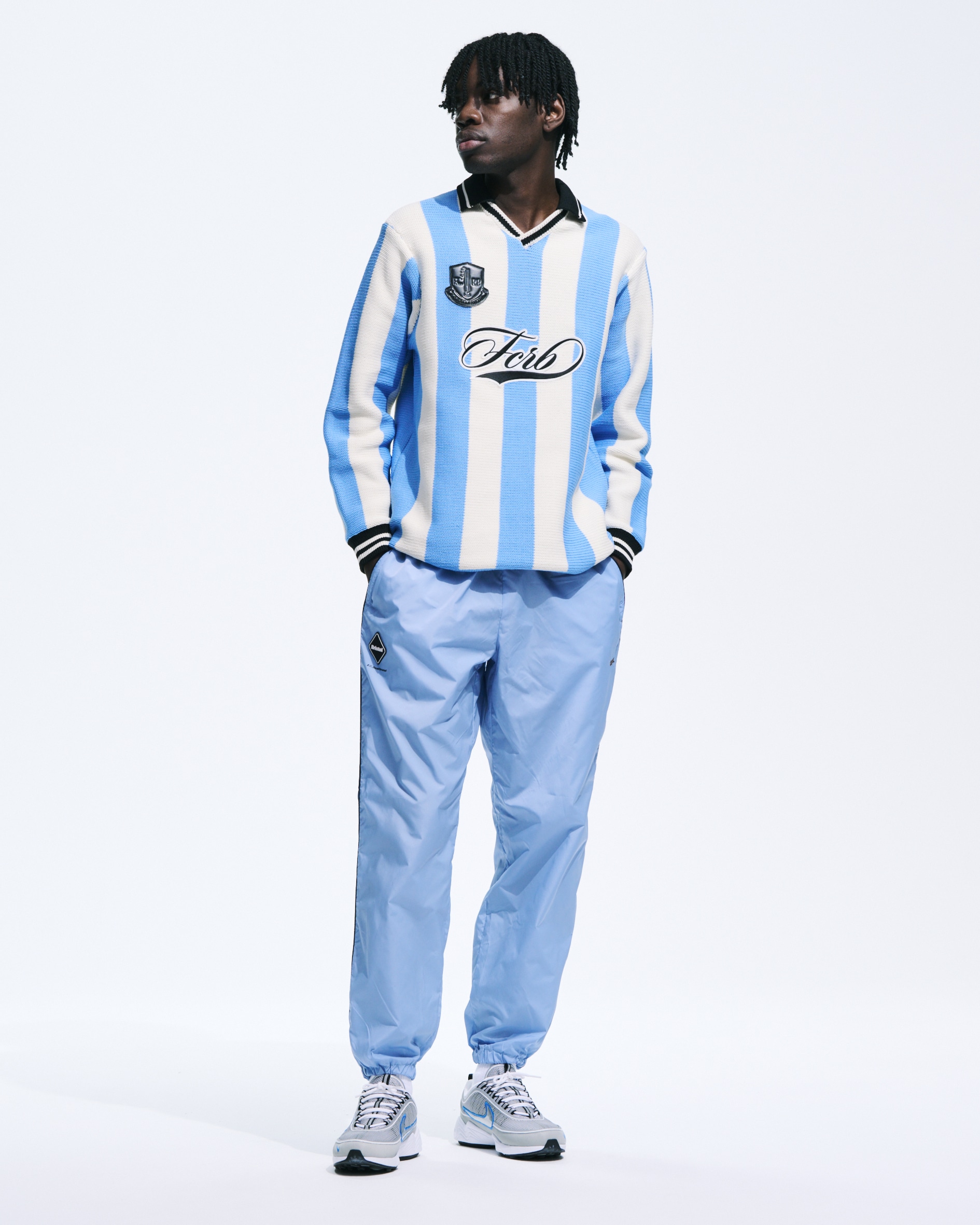 SOPH. | STRIPE KNIT SHIRT(L LIGHT BLUE):