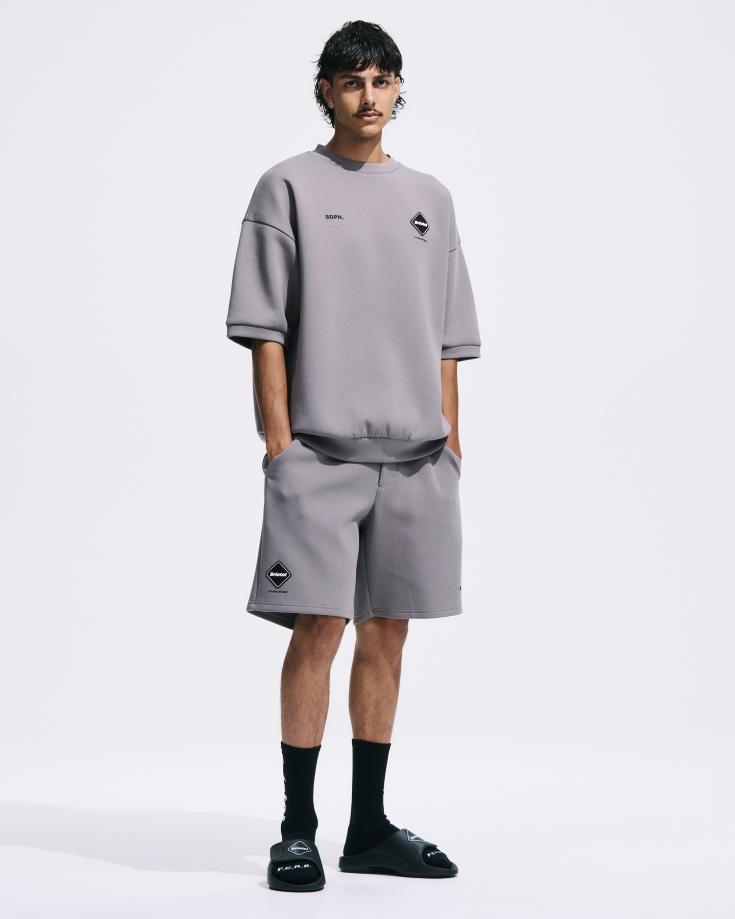 SOPH. | TECH SWEAT S/S CREWNECK TOP(M WHITE):
