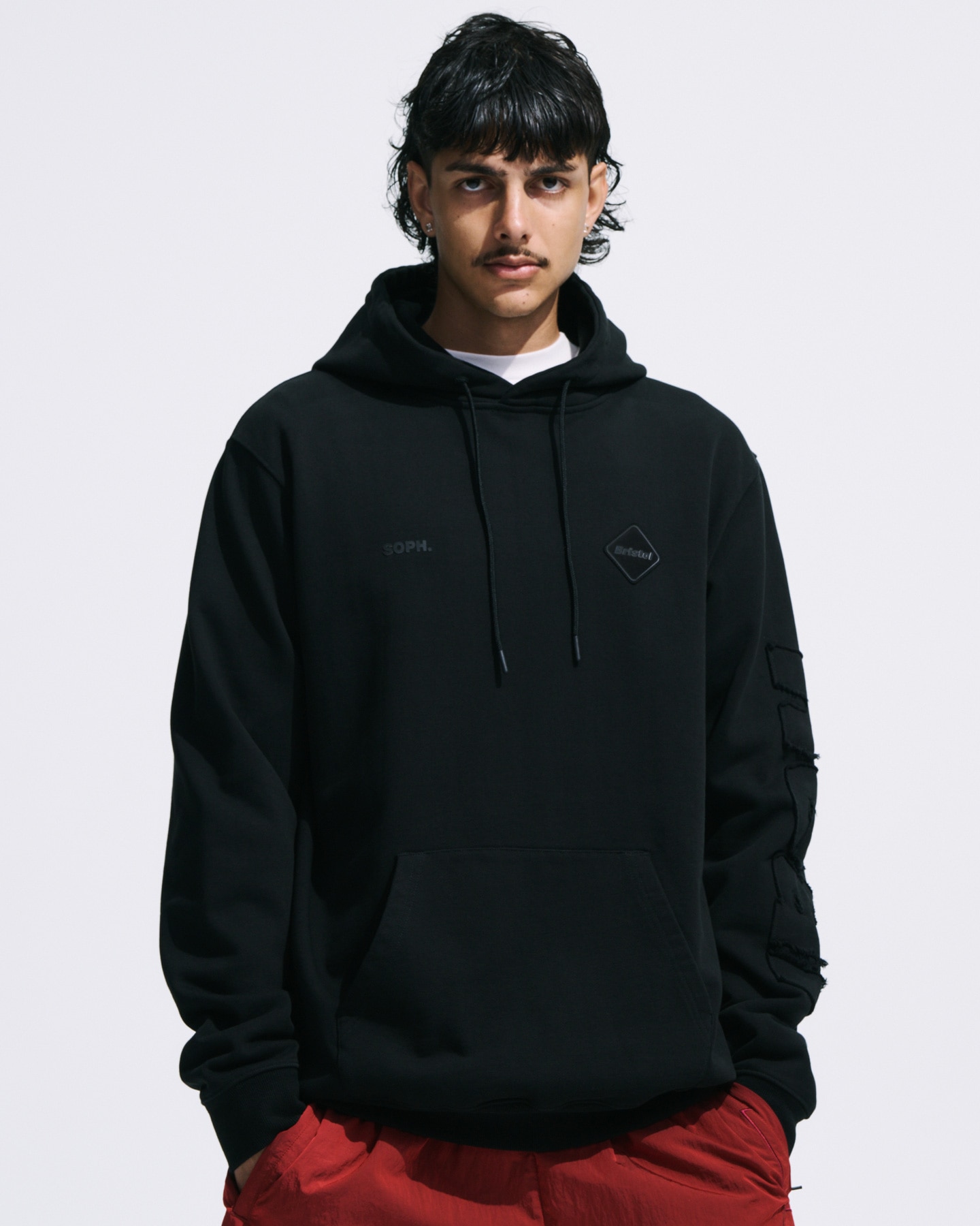 SOPH. | CUT-OFF LOGO SWEAT HOODIE(S BLUE):