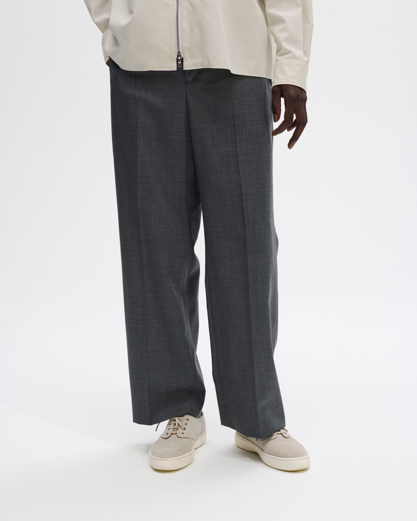 SOPH. | SUMMER MERINO WOOL STRAIGHT FIT SLACKS(M NAVY):