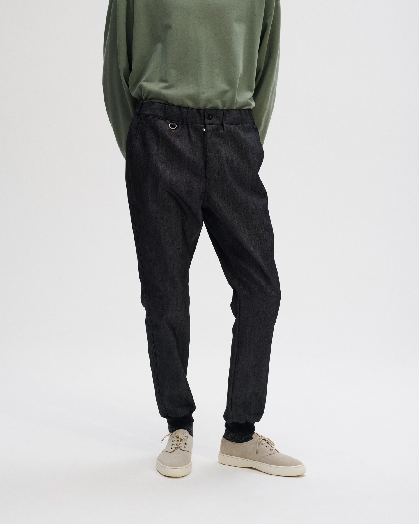 SOPH. | STRETCH DENIM SLIM FIT RIBBED PANTS(L INDIGO):