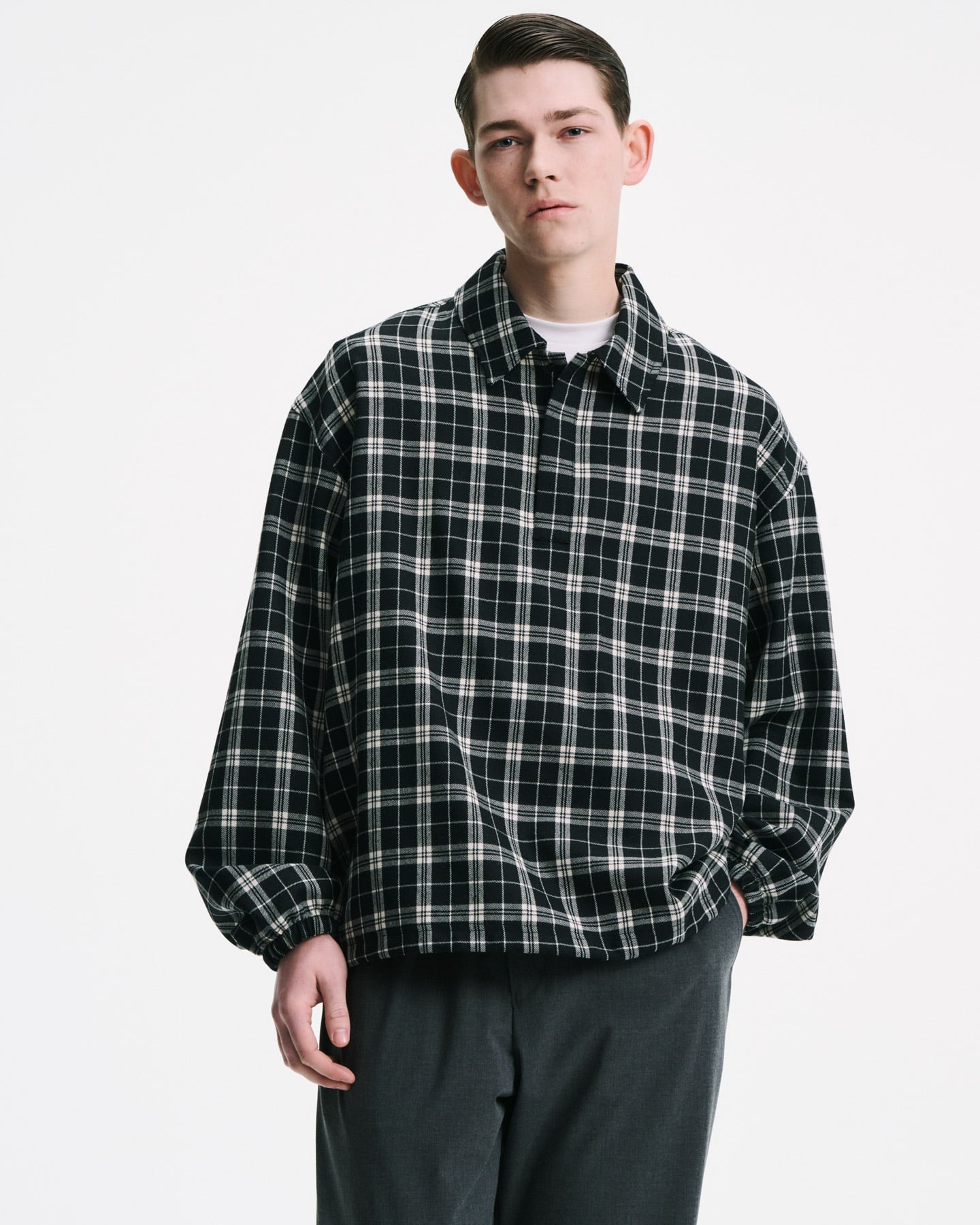 SOPH. | SAXONY WOOL CHECK POLO SHIRT(2 (M) B(BROWN CHECK)):