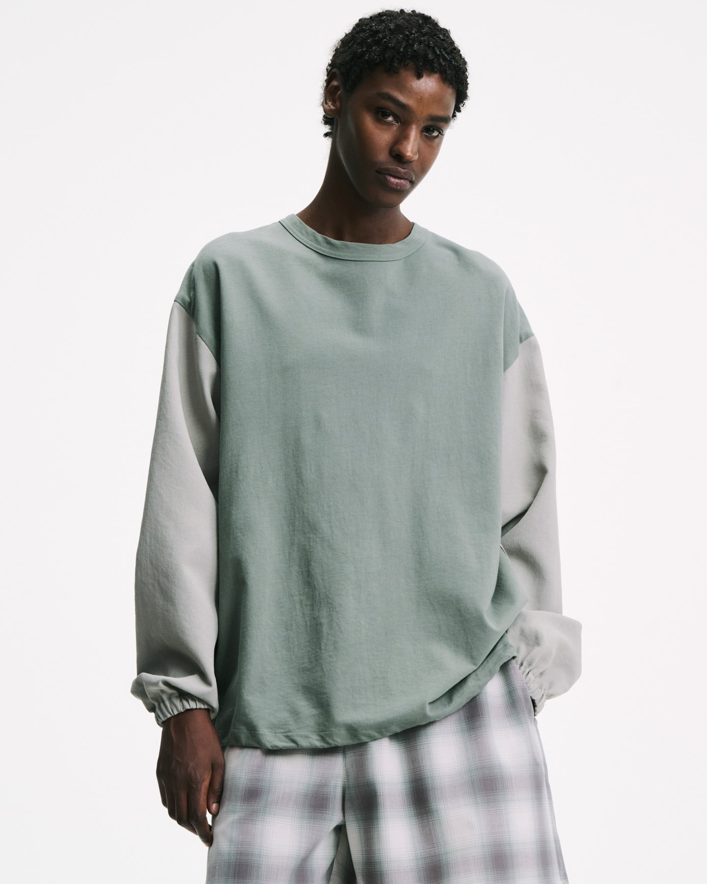 SOPH. | FABRIC-MIX L/S TOP(5 (XXL) SAGE):