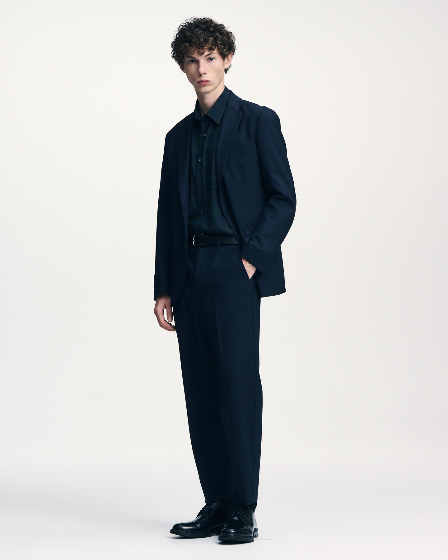 SOPH. | WOOL TROPICAL SHIRRING SLIM-FIT SLACKS(2 (M) CHARCOAL GRAY):