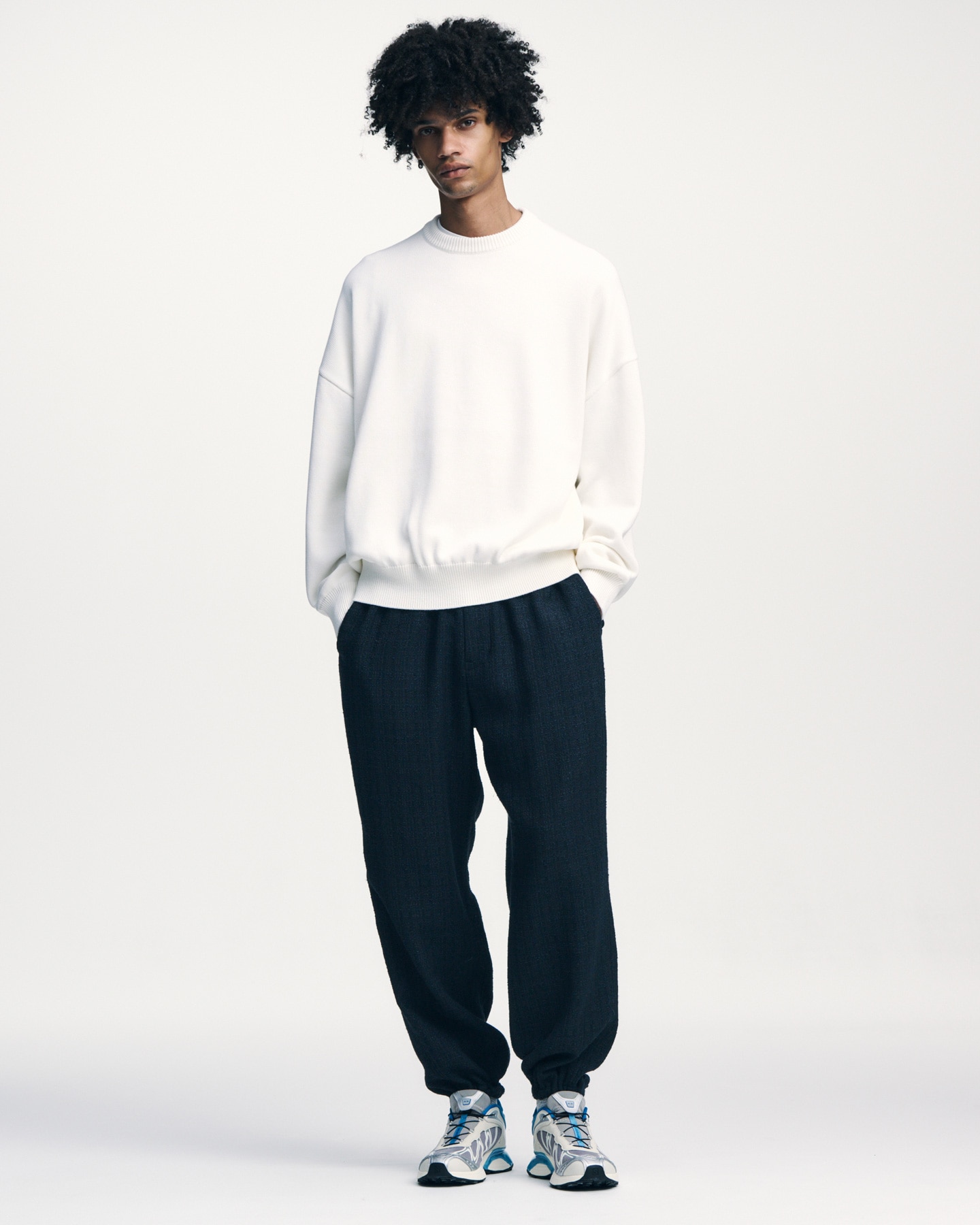 SOPH. | FANCY TWEED LOOSE-FIT JOGGER PANTS(2 (M) A (BLACK / NAVY)):