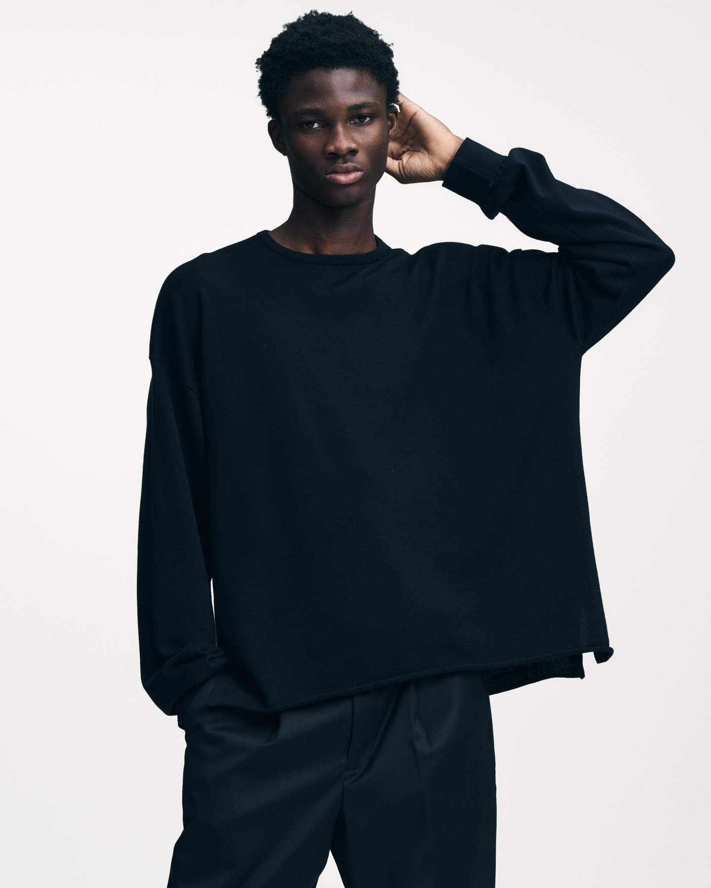 SOPH. | COTTON SILK CREWNECK KNIT(2 (M) LIGHT BLUE):