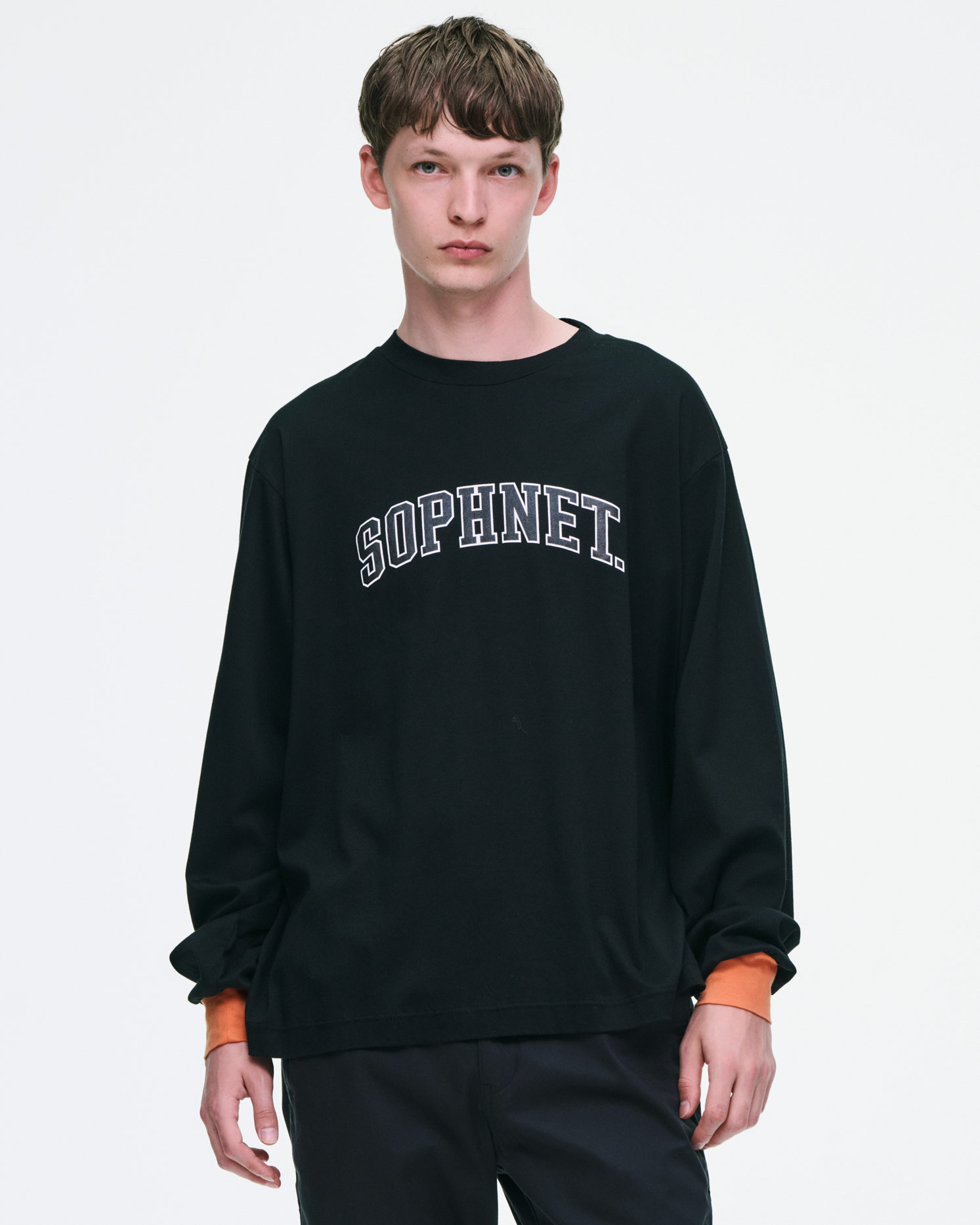 SOPH. | COLLEGE LOGO COLOR RIBBED L/S WIDE TEE(2 (M) BLACK):