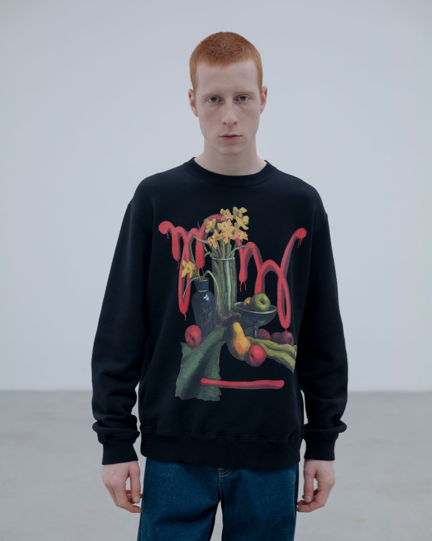新品未使用★Narcissusのブラック×レッドのオーバーサイズセーター SOPH. | MICHAEL CHERNO: NARCISSUS CREWNECK TOP(2 (M) BLACK):