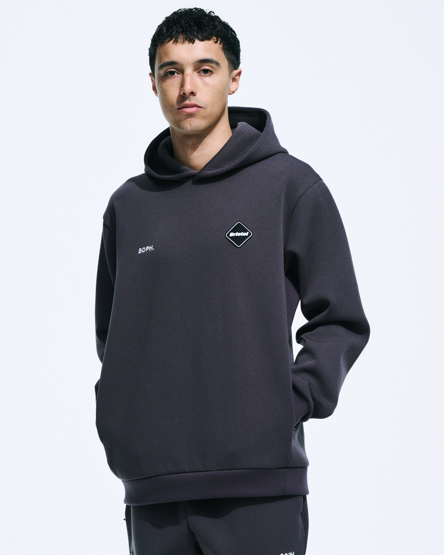 SOPH. | QUARTER KNIT HOODIE(M BLACK):
