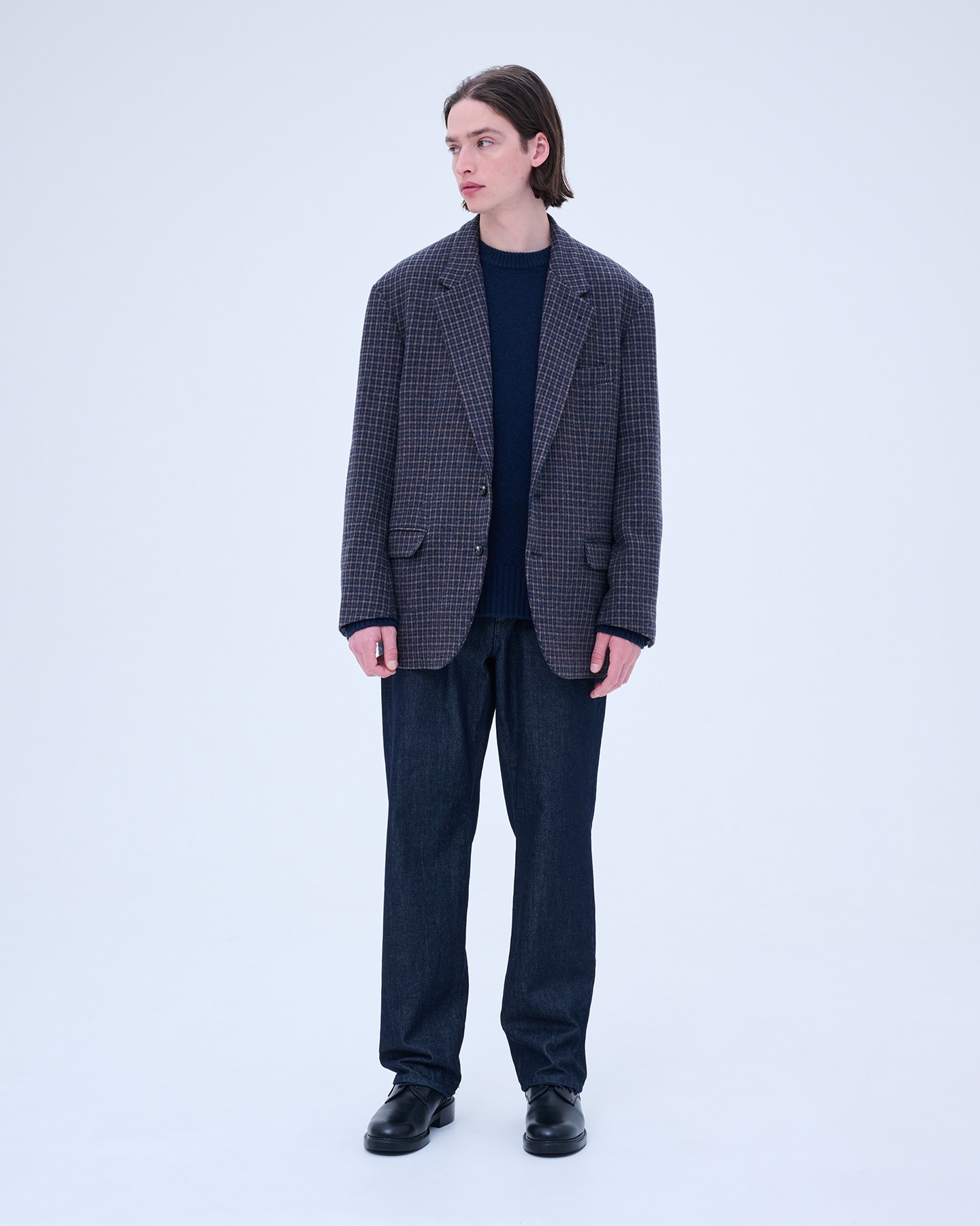 SOPH. | BLENDED WOOL CLASSIC 2BUTTON JACKET(S NAVY CHECK):