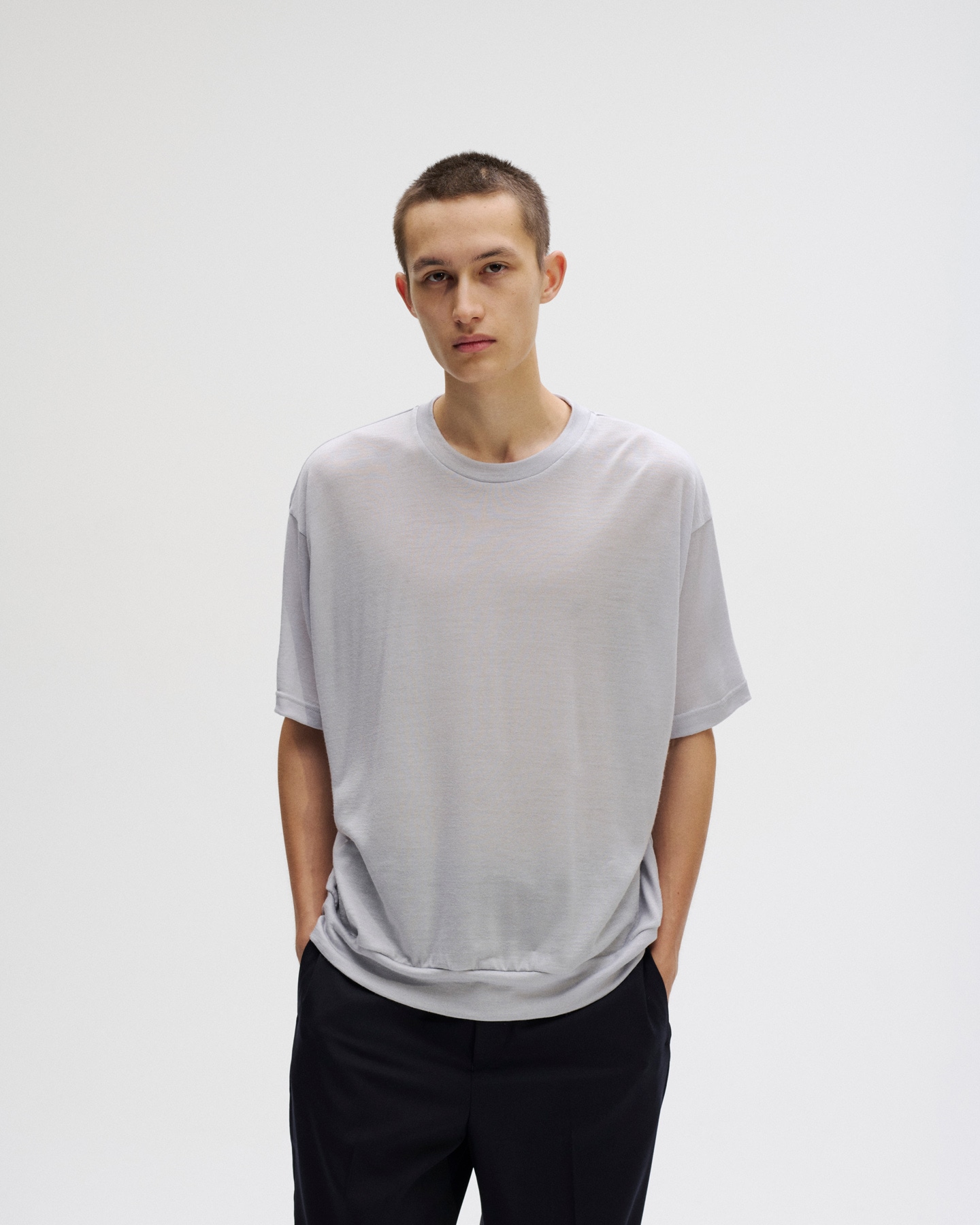 SOPH. | WASHABLE WOOL S/S TOP(M BLACK):