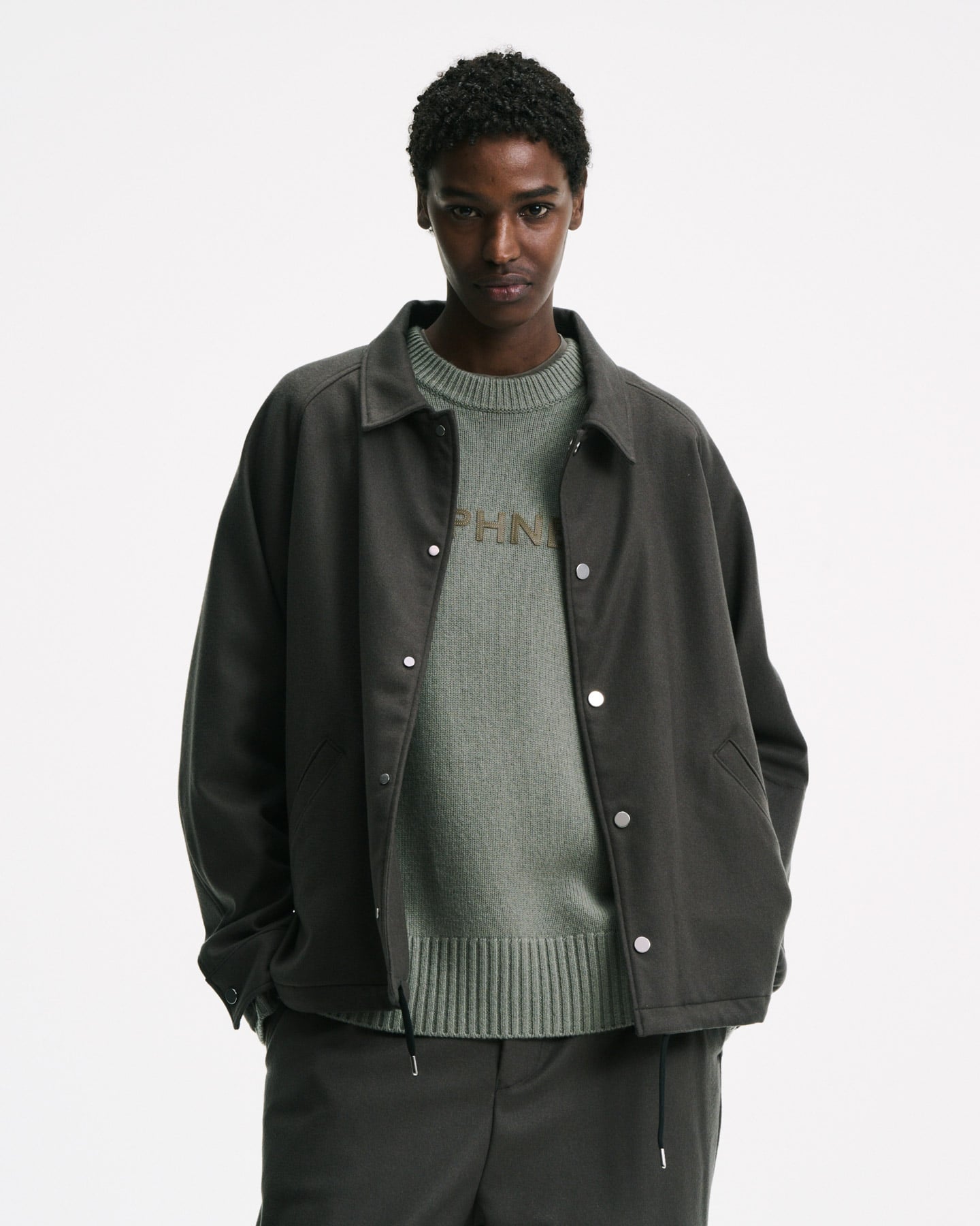 SOPH. | LIGHT MELTON WOOL COACH JACKET(2 (M) CHARCOAL GRAY):