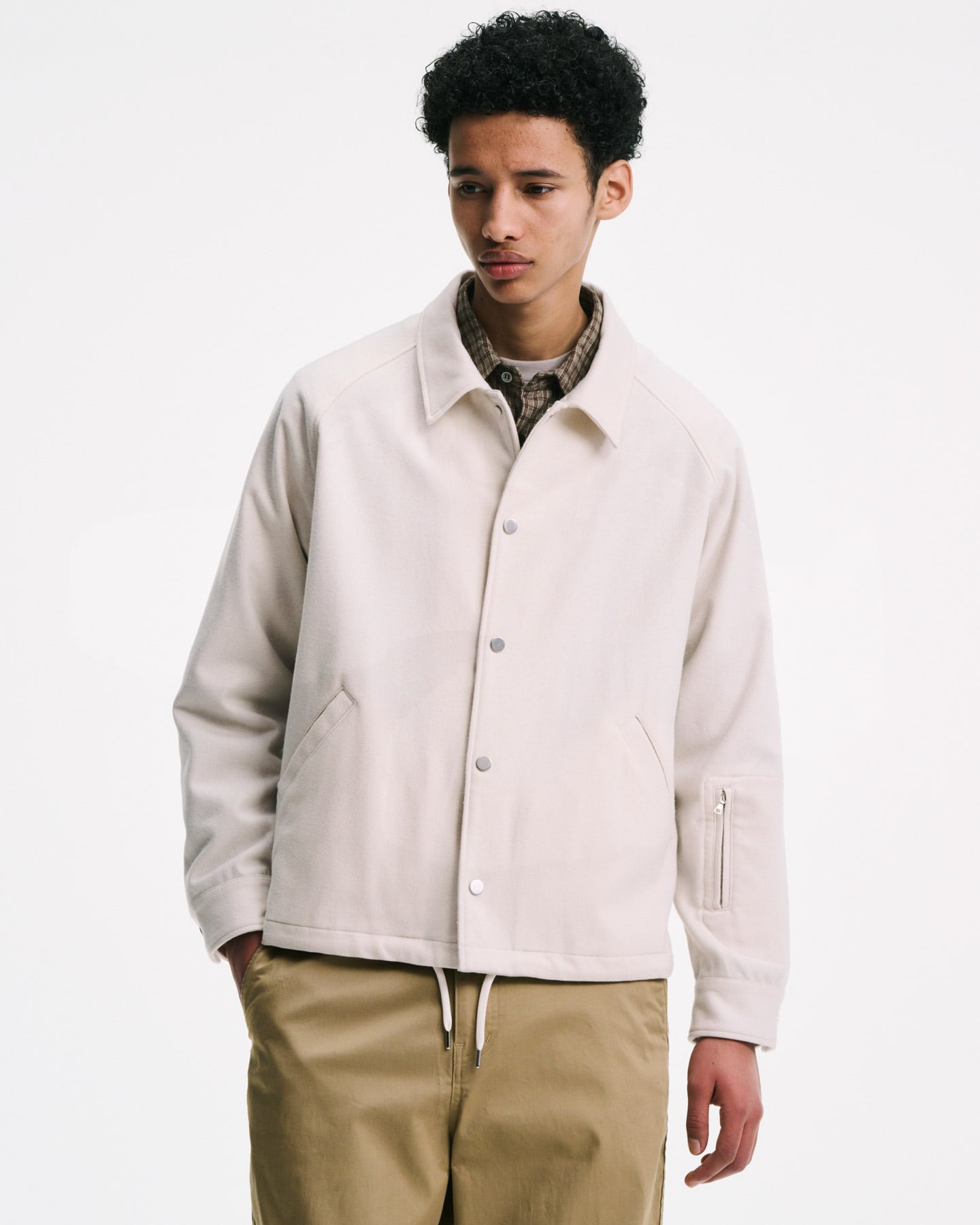 SOPH. | LIGHT MELTON WOOL COACH JACKET(2 (M) OFF WHITE):