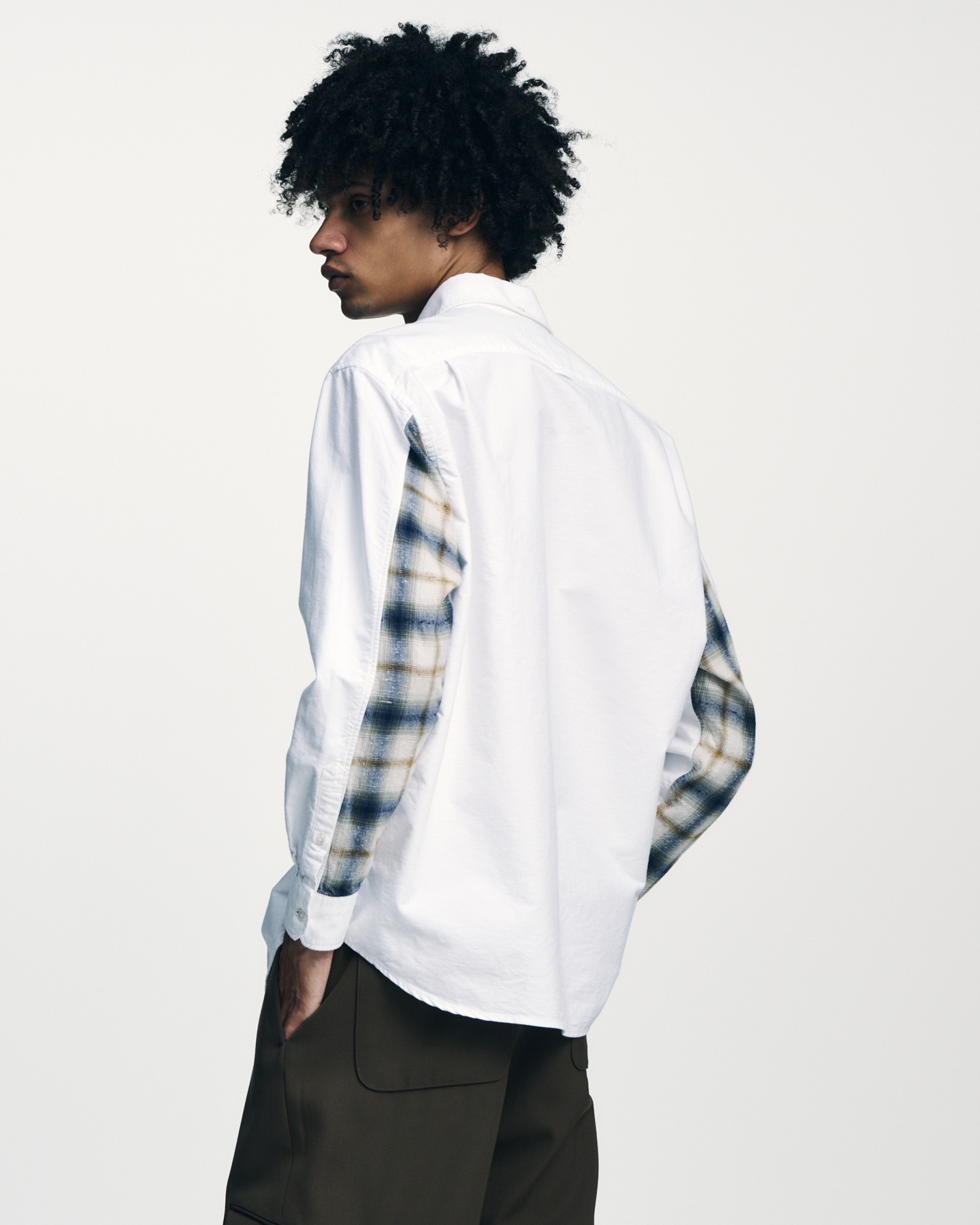 SOPH. | CHECK PANELED B.D SHIRT(4 (XL) NAVY):