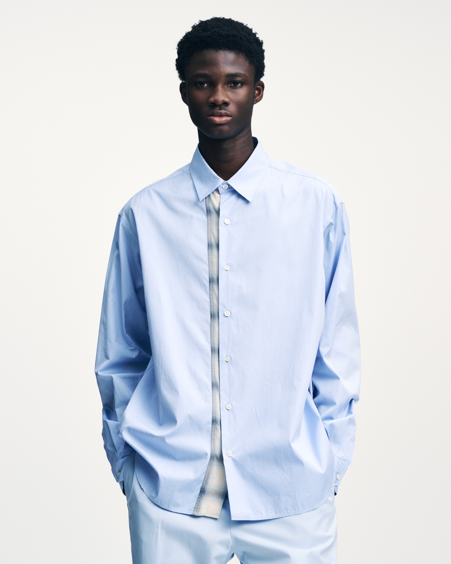 KIJUN Sophie トップス SOPH. | SUVIN GIZA SWITCHING RELAX-FIT SHIRT(2 (M) BLUE):