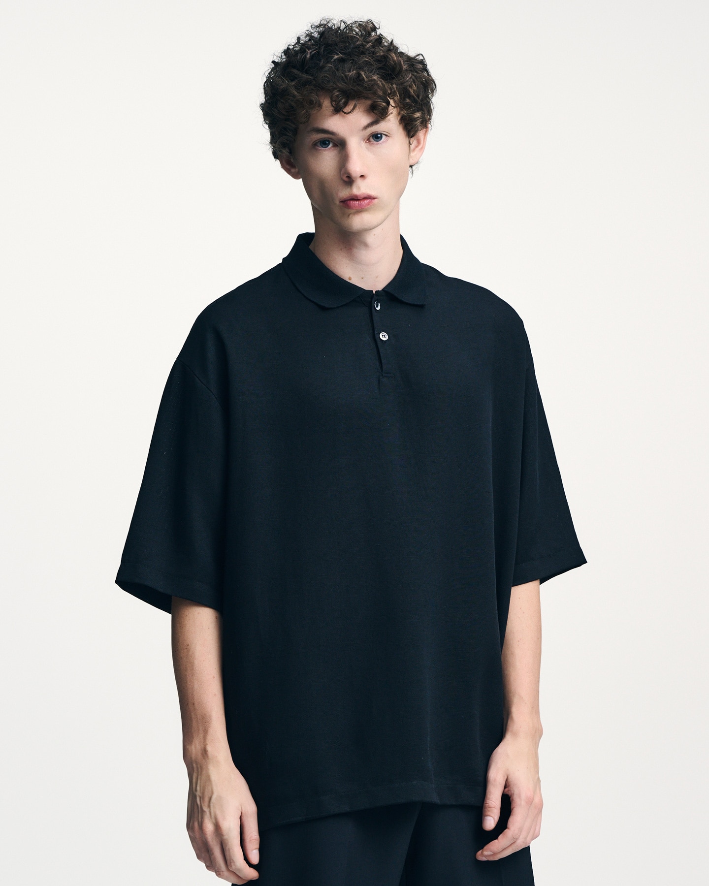 【未使用タグ付】 SOPHNET. ソフネット ワイド　ポロシャツ　黒　XL SOPHNET.（ソフネット） ポロシャツ WASHABLE SUMMER WOOL POLO SHIRT