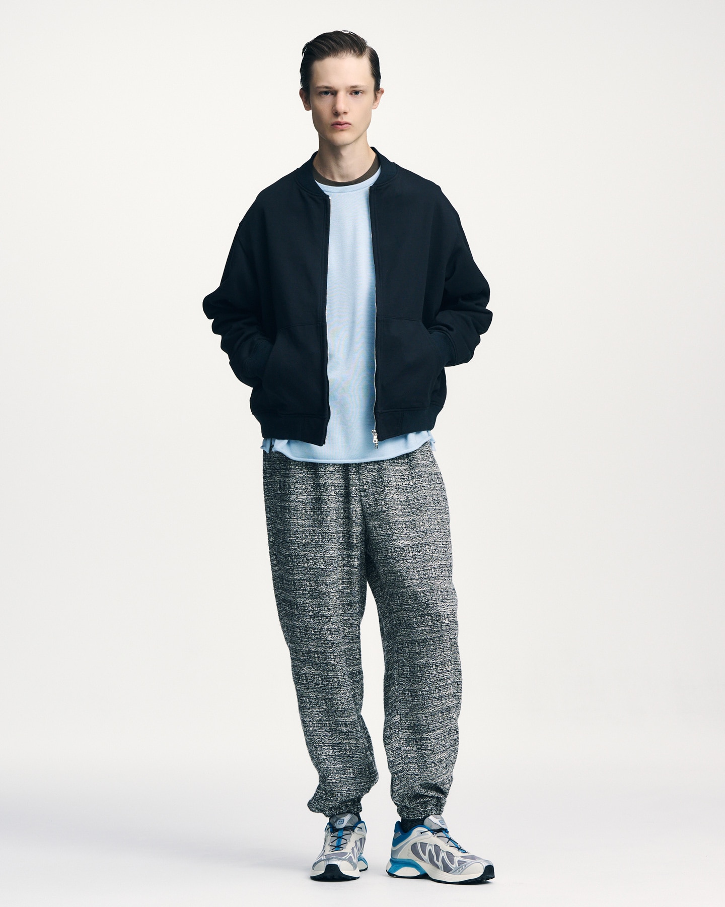 SOPH. | FANCY TWEED LOOSE-FIT JOGGER PANTS(1 (S) B (BLACK / WHITE)):
