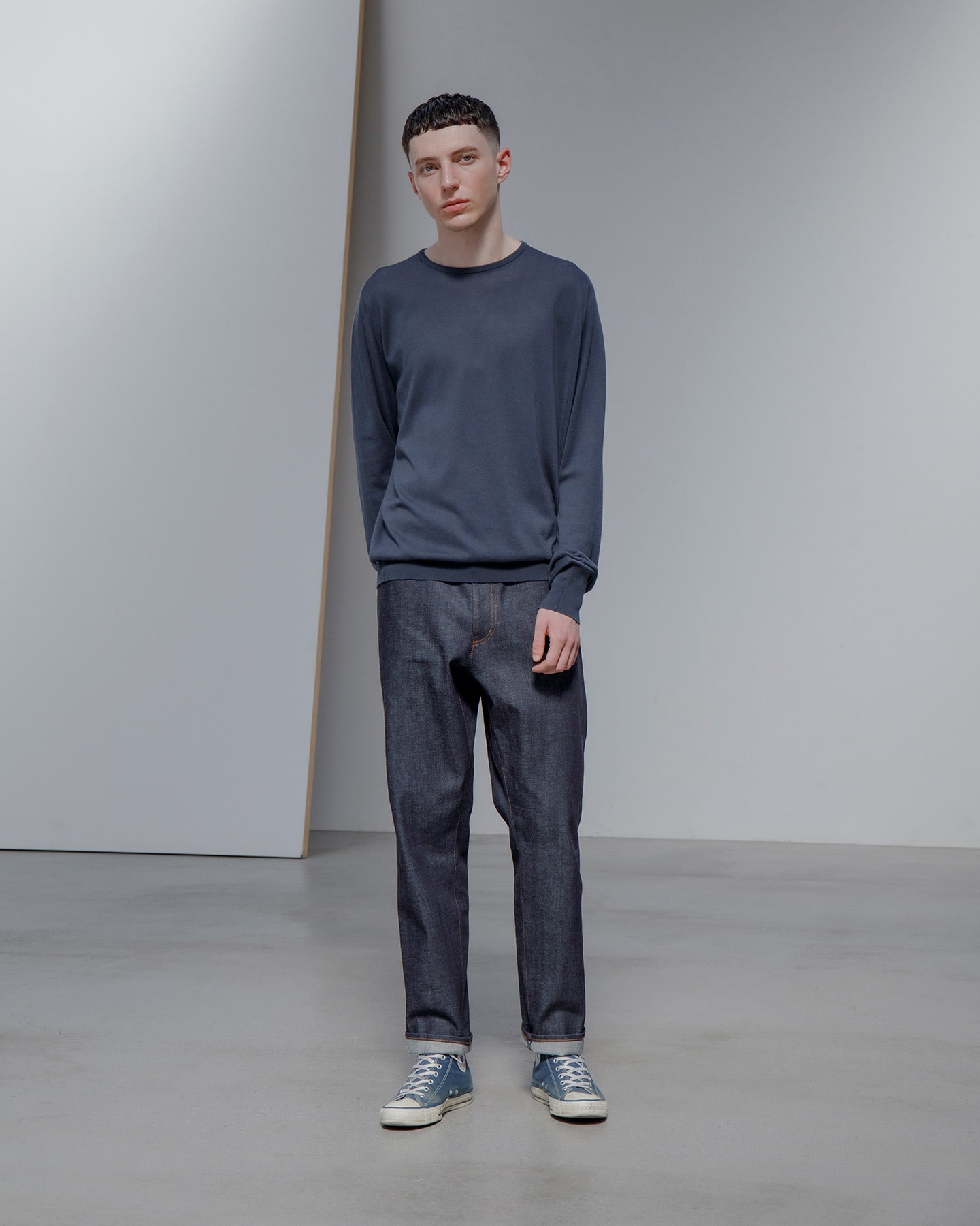 SOPH. | RIGID DENIM TAPERED PANTS(4 INDIGO):