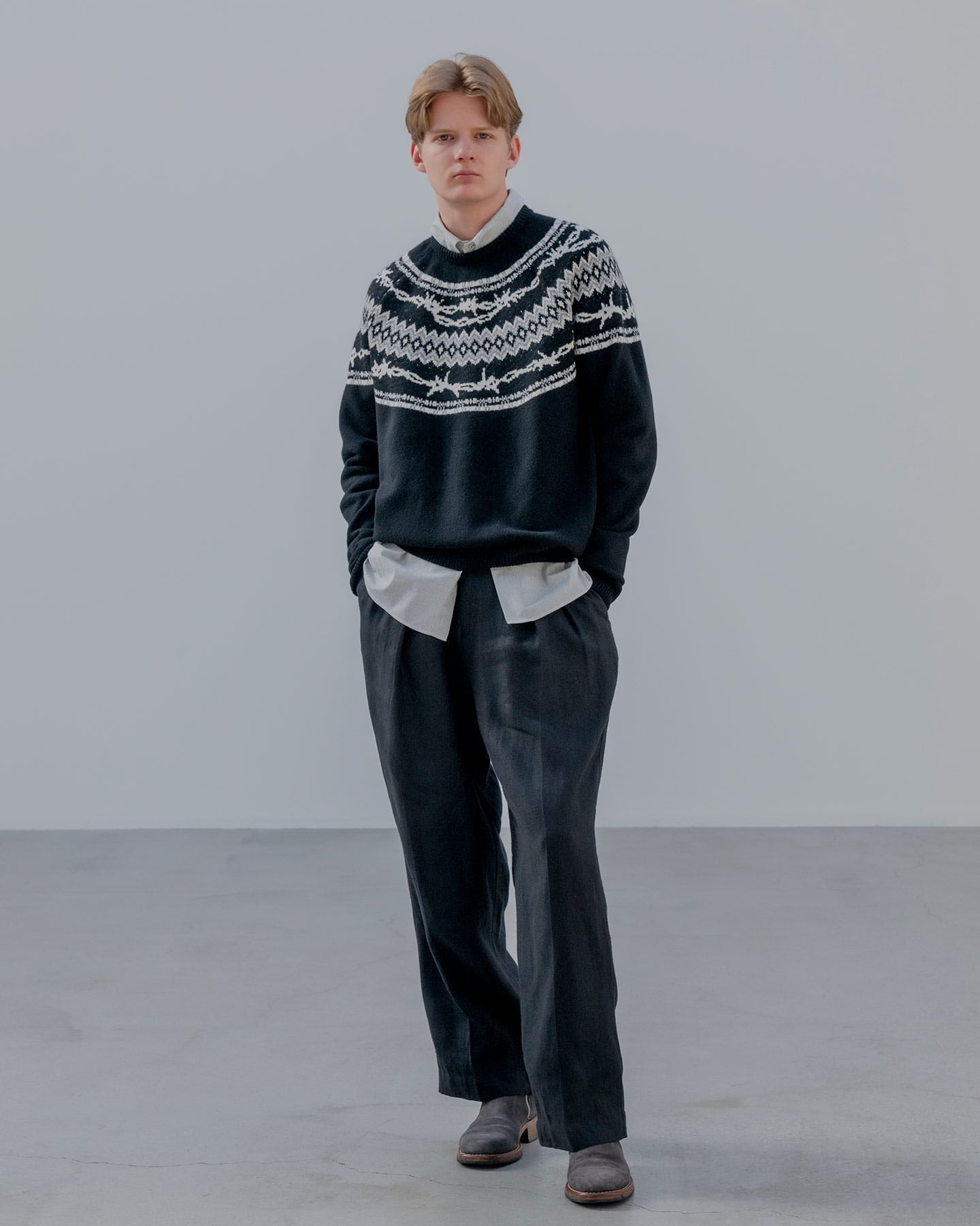 SOPH. | ENTANGLED NORDIC SWEATER(2 (M) BLACK):