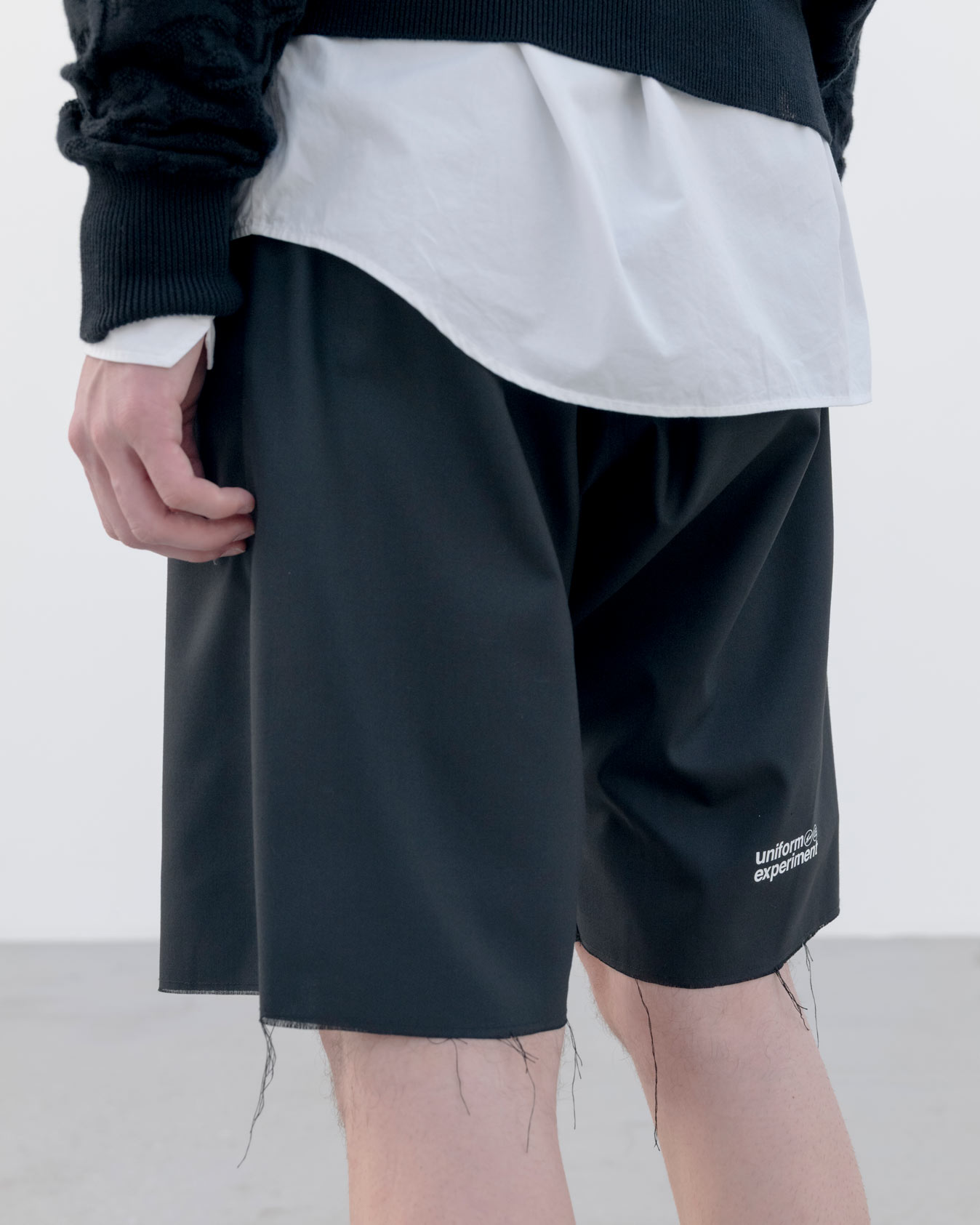 SOPH. | STRETCH WOOL CUT-OFF SHORTS(2 (M) BLACK):