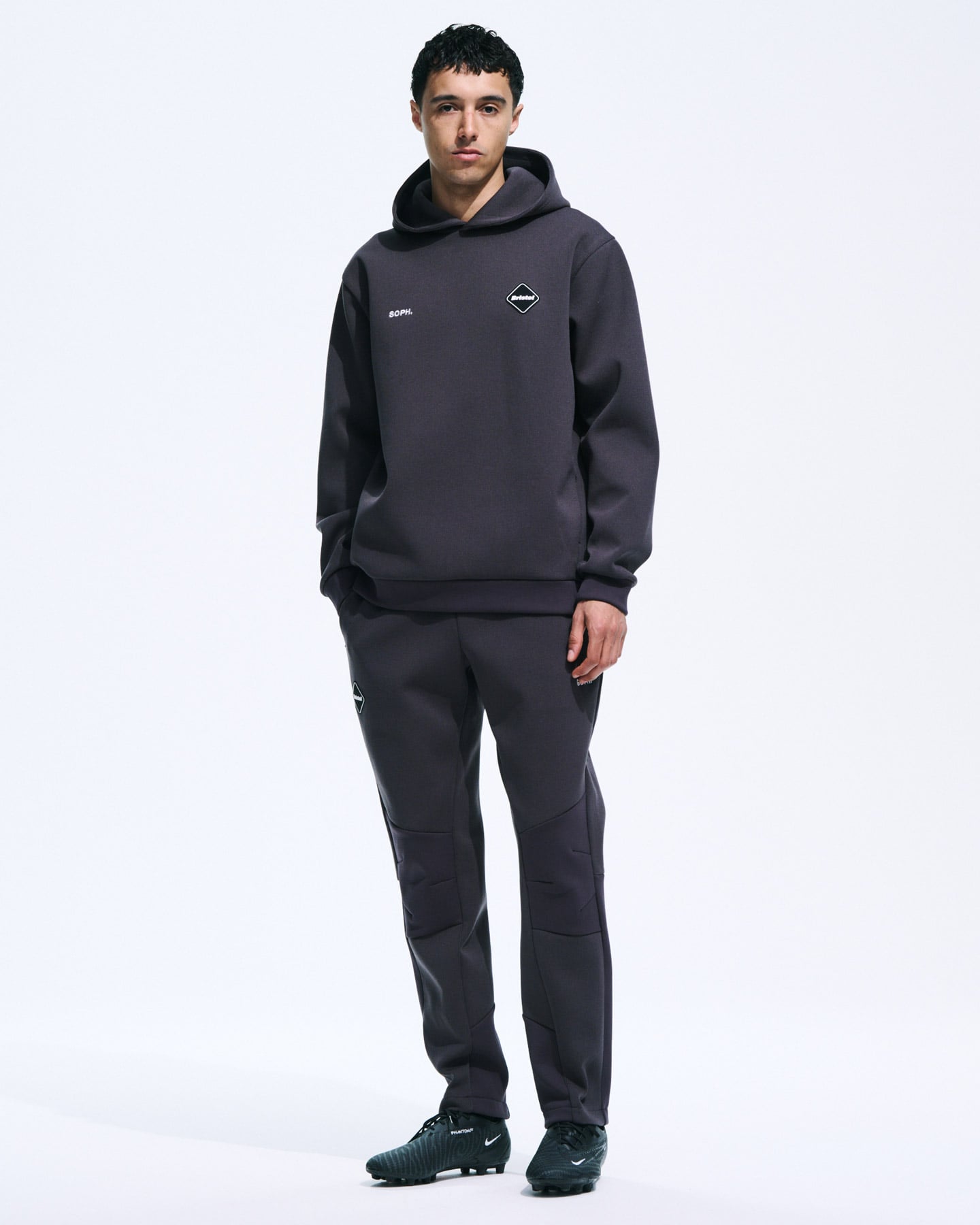 SOPH. | QUARTER KNIT HOODIE(M BLACK):
