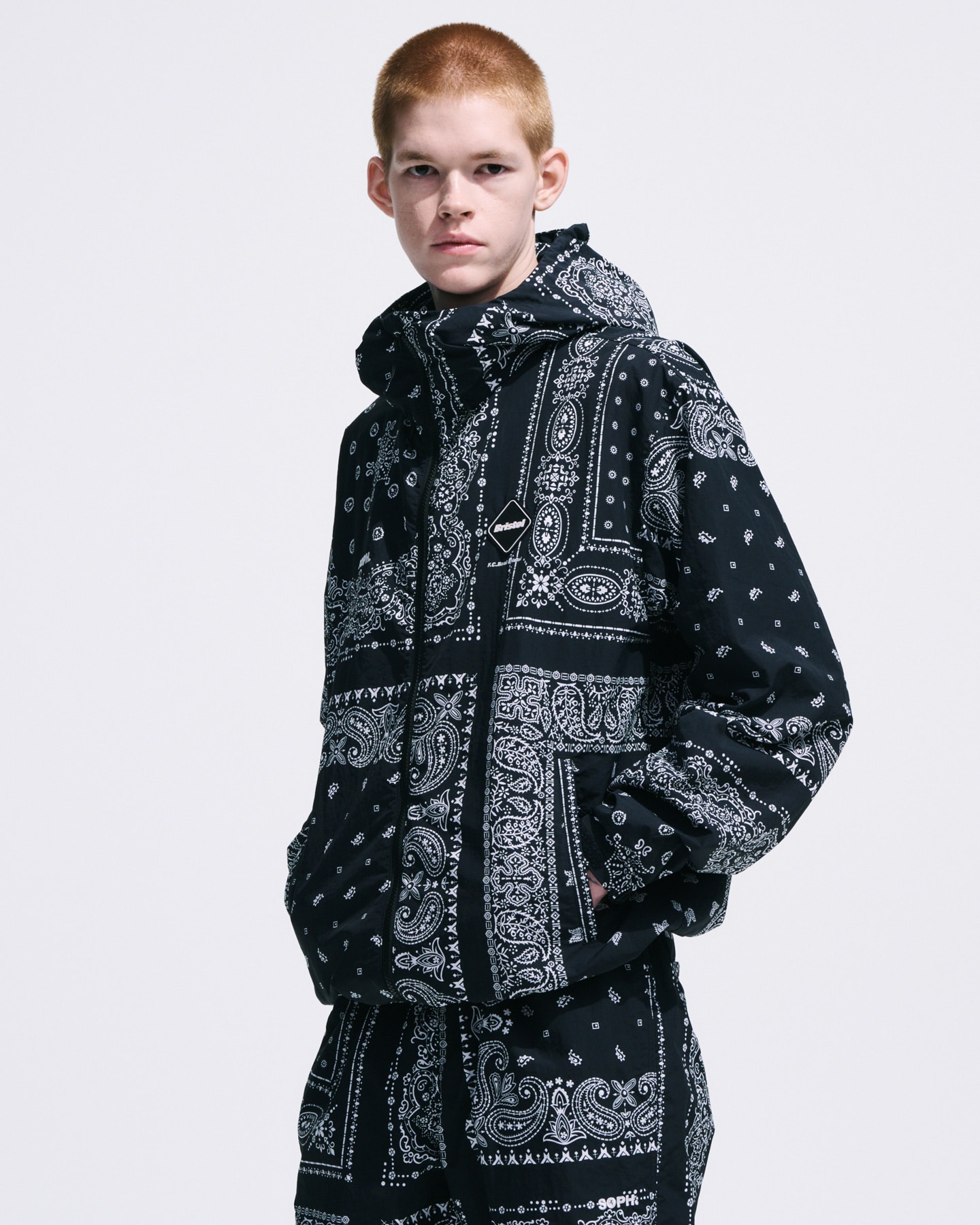 定価約2万円・新品【F.C.R.B./SOPH.】バンダナ柄 半袖ポロシャツ SOPH. | BANDANA NYLON PISTE(M BLACK):